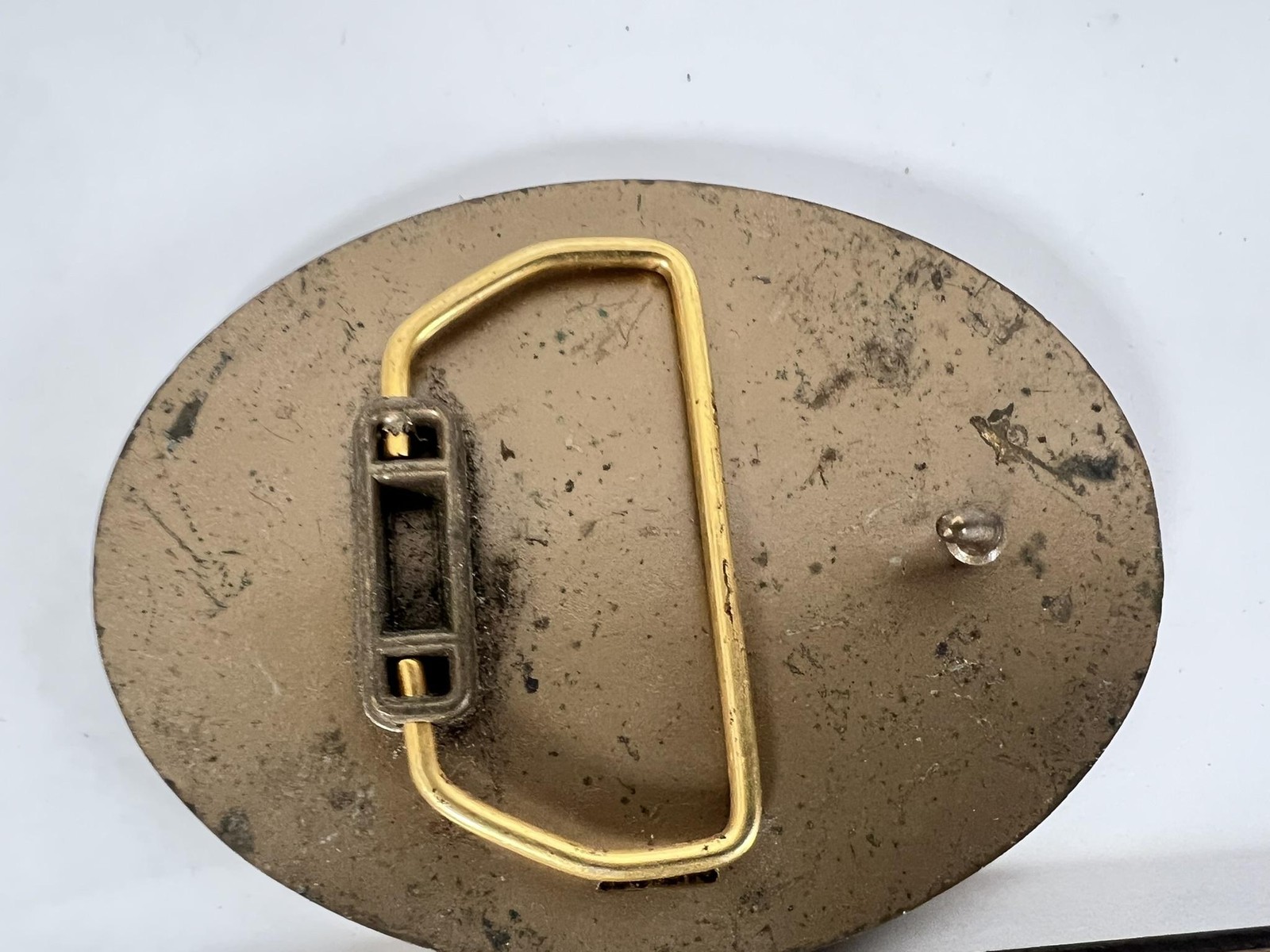Vintage Kaiser Aluminum Belt Buckle Mens Gold Tri Plant Excellence Logo Safety