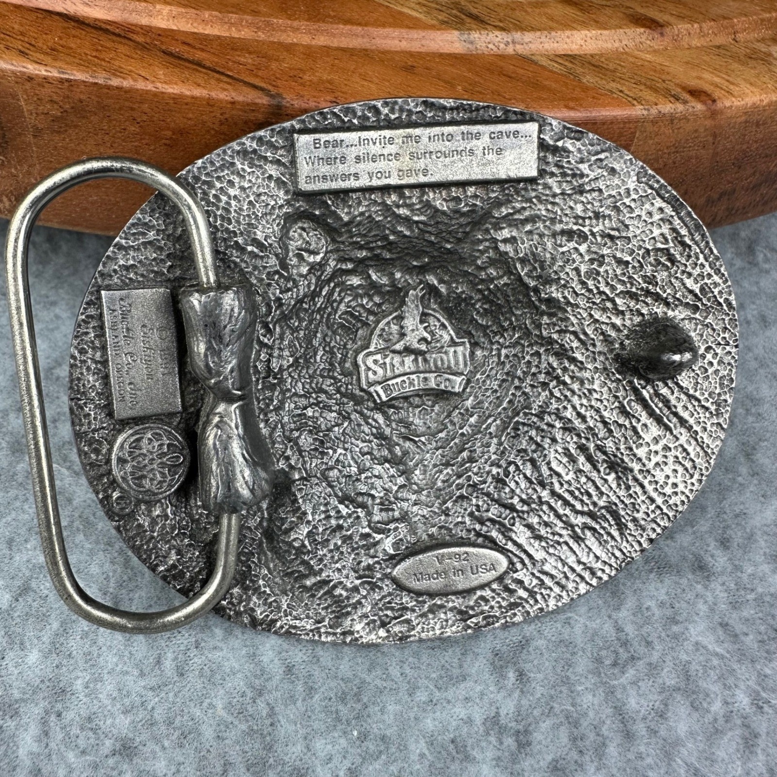 Vtg 1991 Siskiyou Buckle Co Grizzly Bear Claws Pewter Belt Buckle V-92 USA