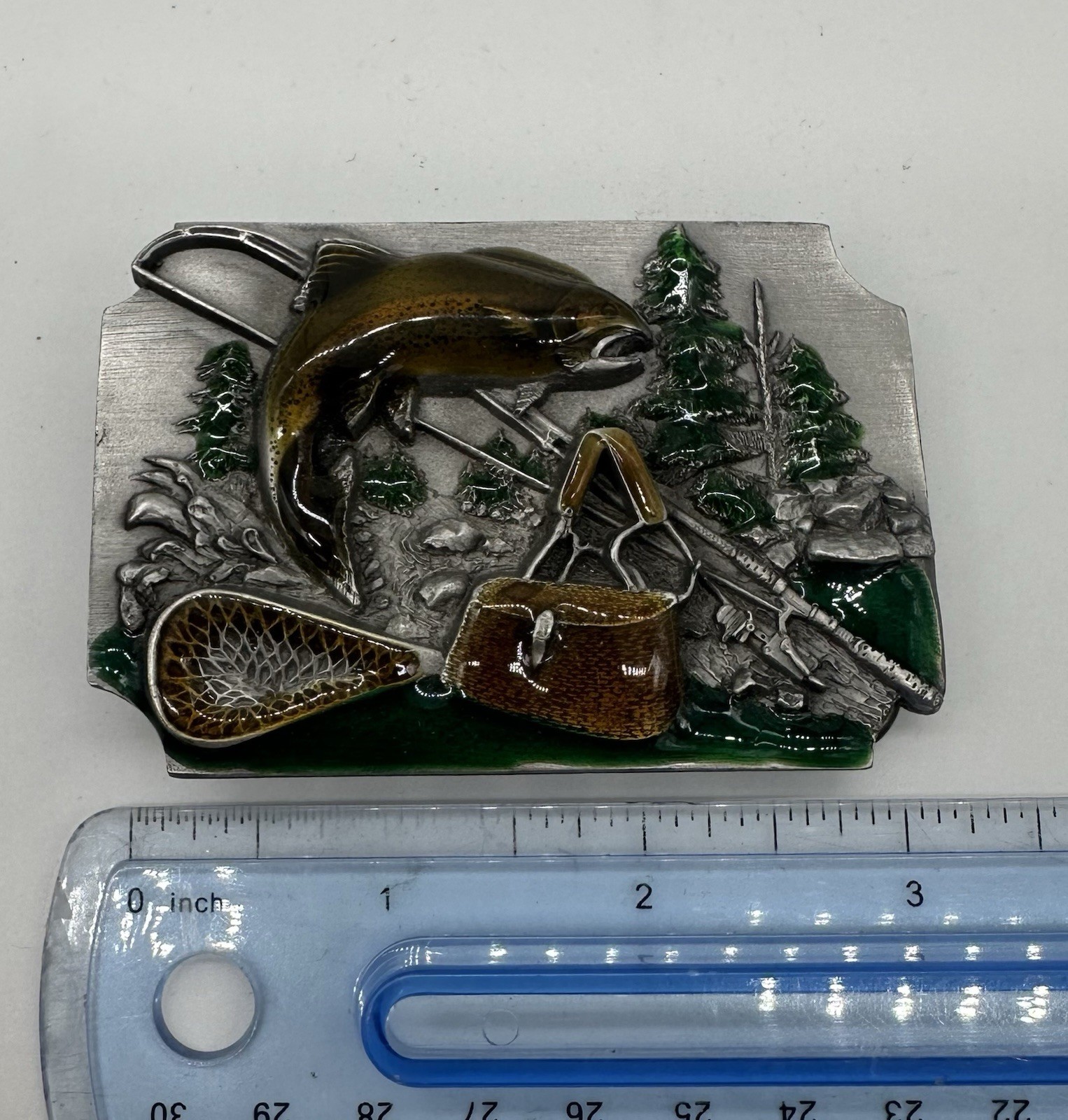 Vintage Siskiyou Belt Co Belt Buckle : Fly Fishing Outdoors Brown Trout Made USA