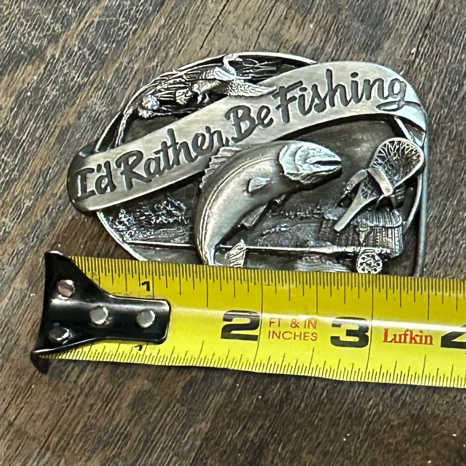 Vintage 1985 Siskiyou Buckle Co Id Rather Be Fishing Trout Belt Buckle M-30