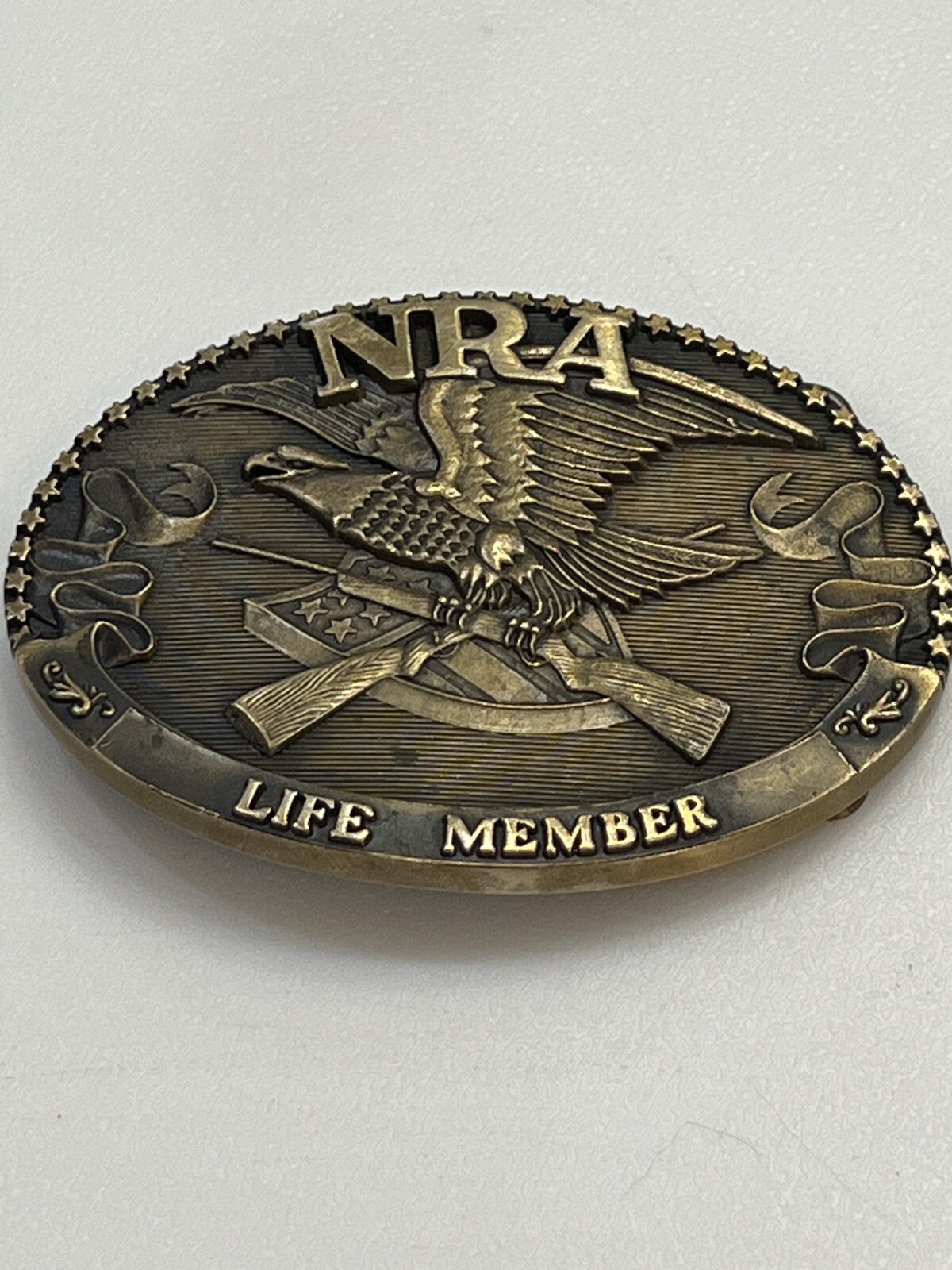 NRA LIFE MEMBER 1985 COLLECTOR&rsquo;S EDIT. SOLID BRASS BUCKLE ~ THE NORMAN FOUNDRY