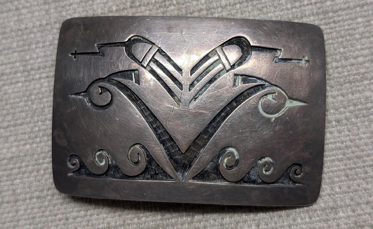 vintage HOPI belt buckle NATIVE AMERICAN INDIAN zuni MCBRIDE sterling silver