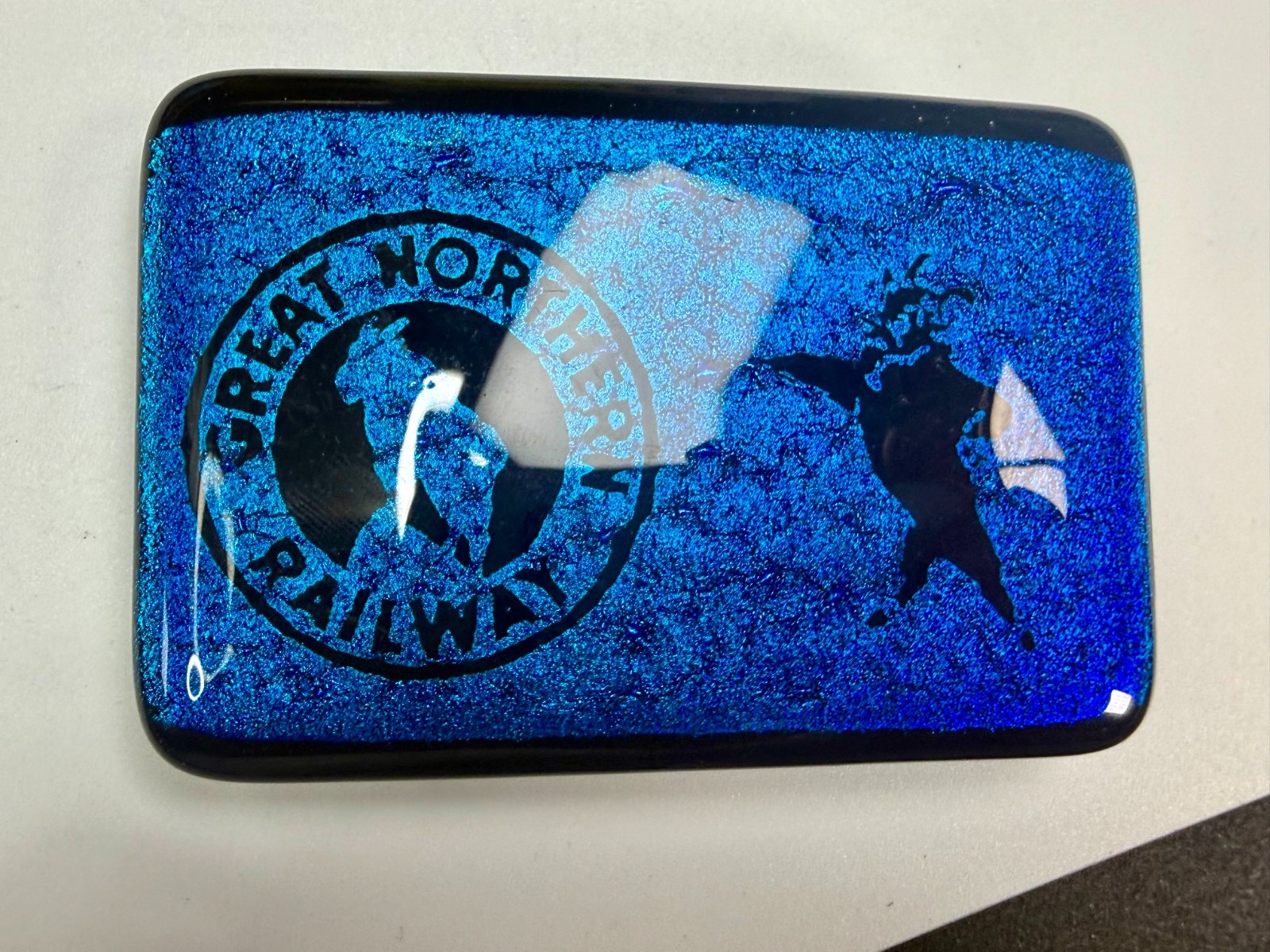 Great Northern Railway Locomotive Train Large Blue RARE Belt Buckle