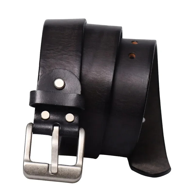 Vintage Leather Belt for Men Handcrafted Casual 3.8cm Width Distressed