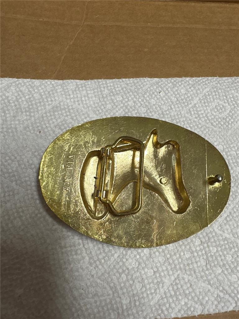 Vintage Horsehead and Horseshoe Belt Buckle by VIA N.Y