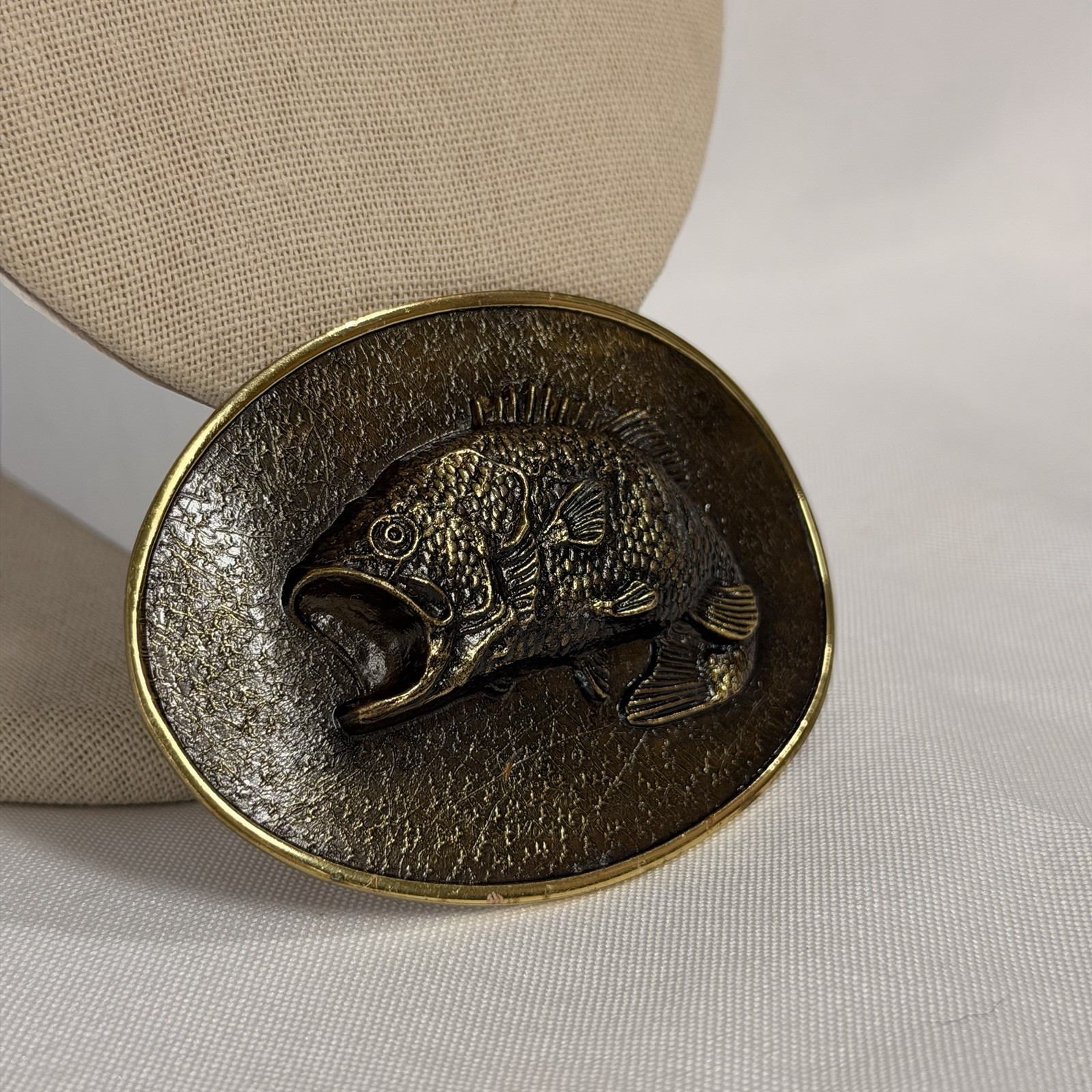 Men&rsquo;s Solid Brass Western Fish Belt Buckle, Gold/Bronze Tone, Fits 1.5&Prime;