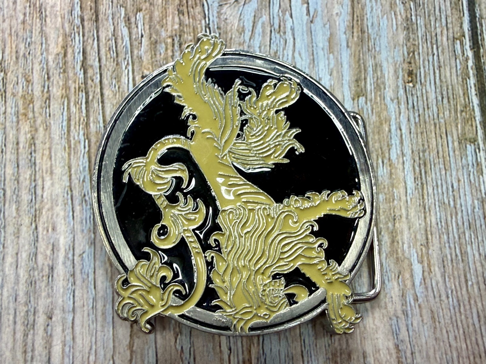 Game of Thrones Lannister House Roaring Lion Yellow Black Enameled Belt Buckle