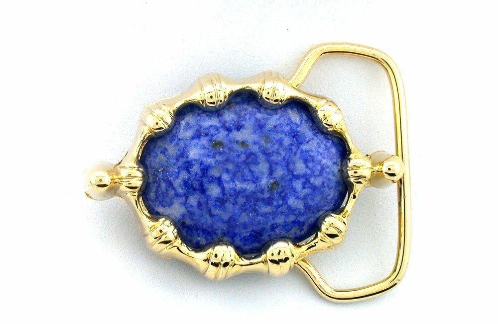 UNIQUE 40×30 Oval Lapis Cab Cabochon Gemstone Gold Color Belt Buckle EPBB1