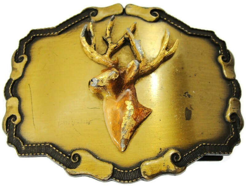 Deer Elk Belt Buckle Raintree Buckle Bronze Tone