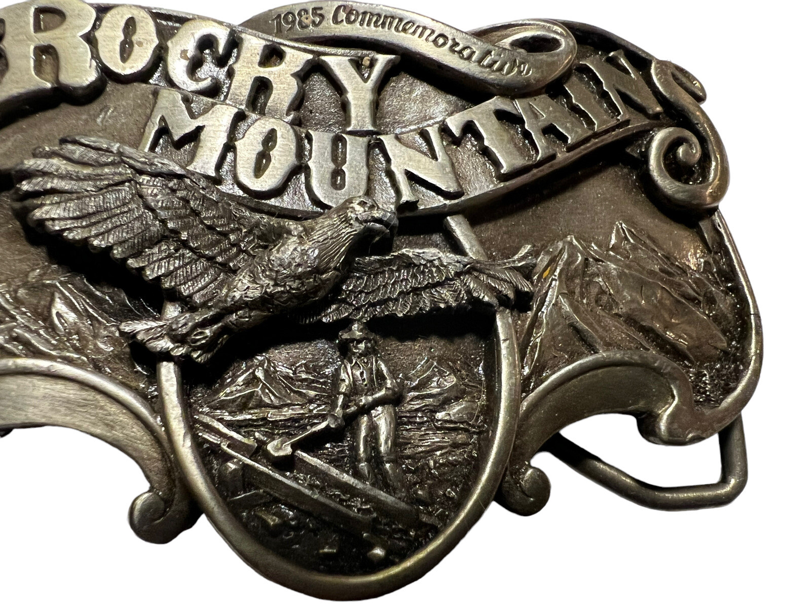 Vtg Rocky Mountains Belt Buckle Eagle 1985 Commemorative 2046/2500 Siskiyou
