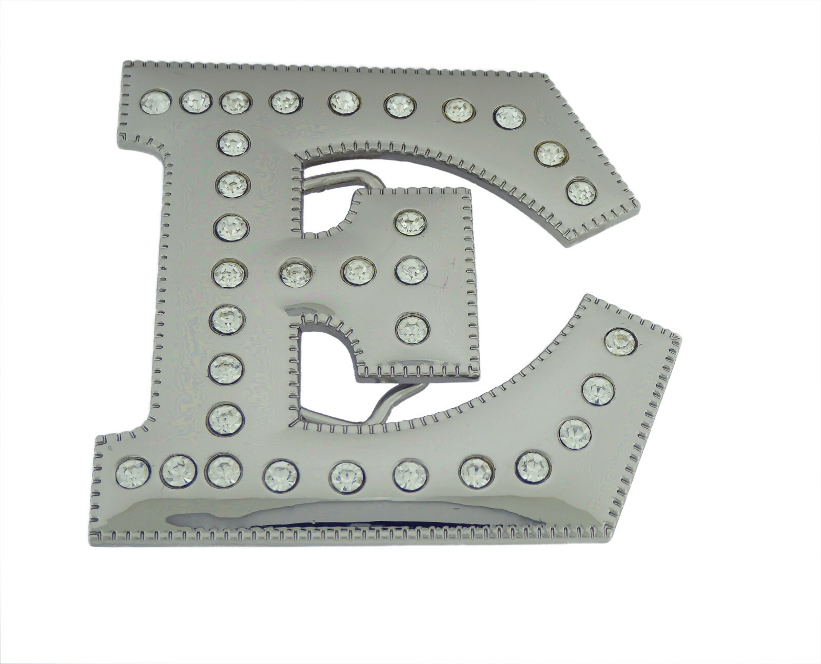 Initial Letter Cursive Silver Chrome Rhinestones Belt Buckle A to Z Alphabet New