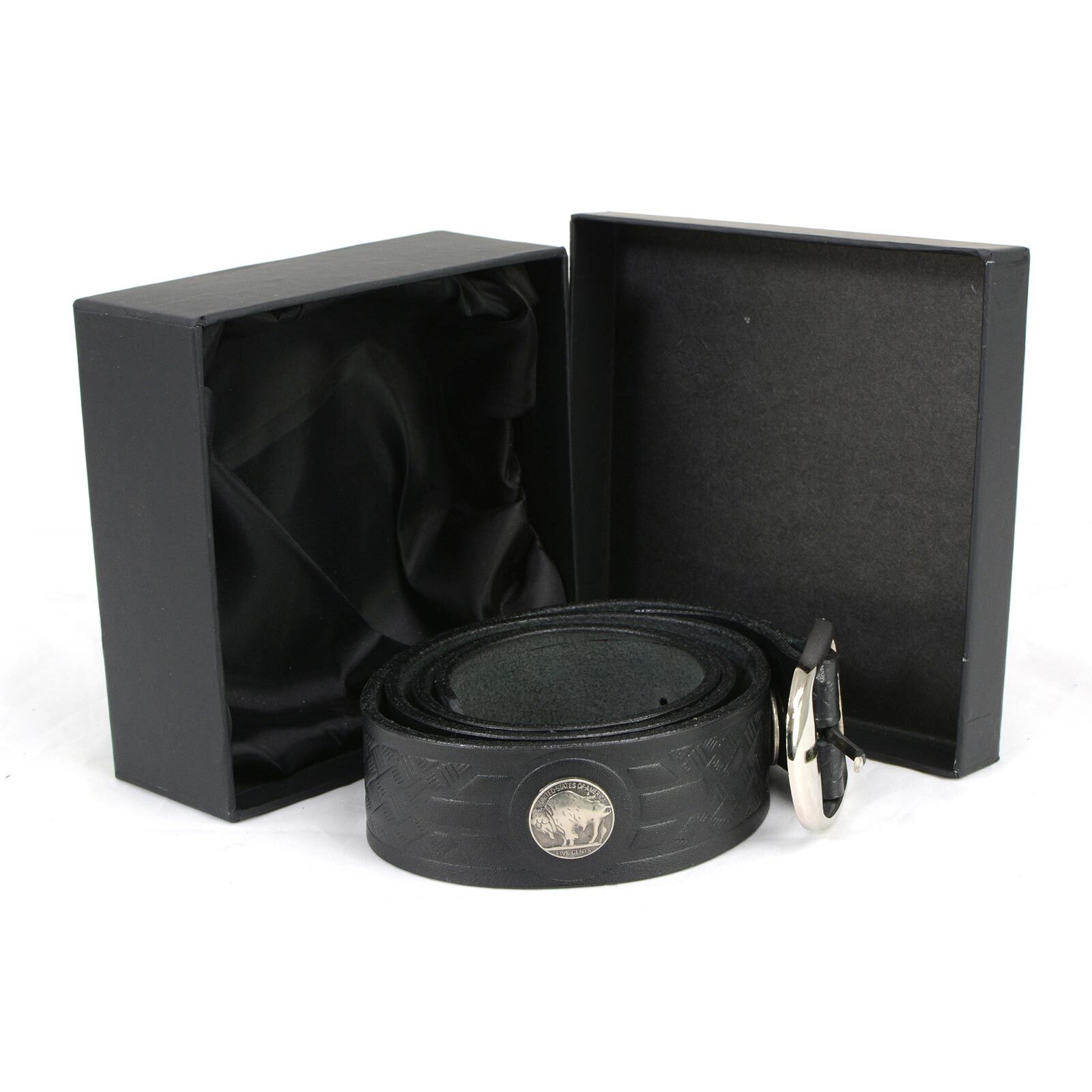 Milwaukee Leather 7123 Men&rsquo;s 44 MAG Black Leather Belt w/ Interchangeable Buckle