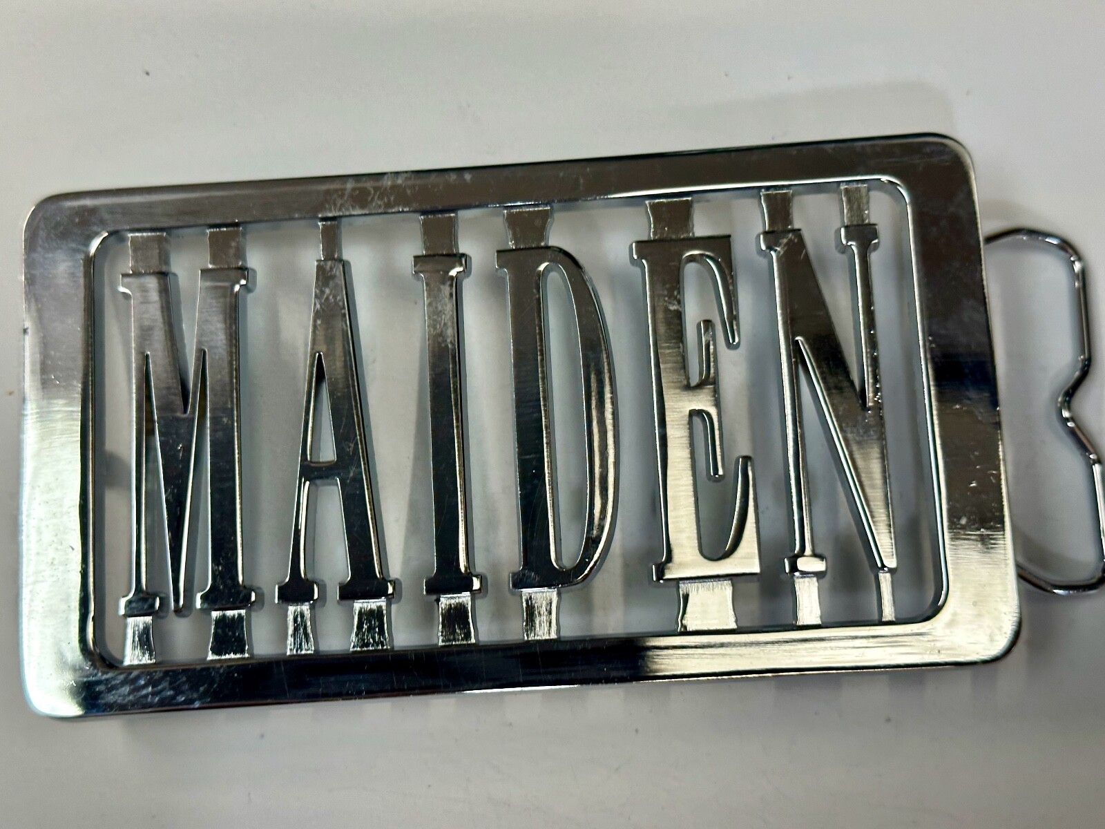 Iron Maiden Music Rock Band 70s 80s Silver Block Letters Belt Buckle