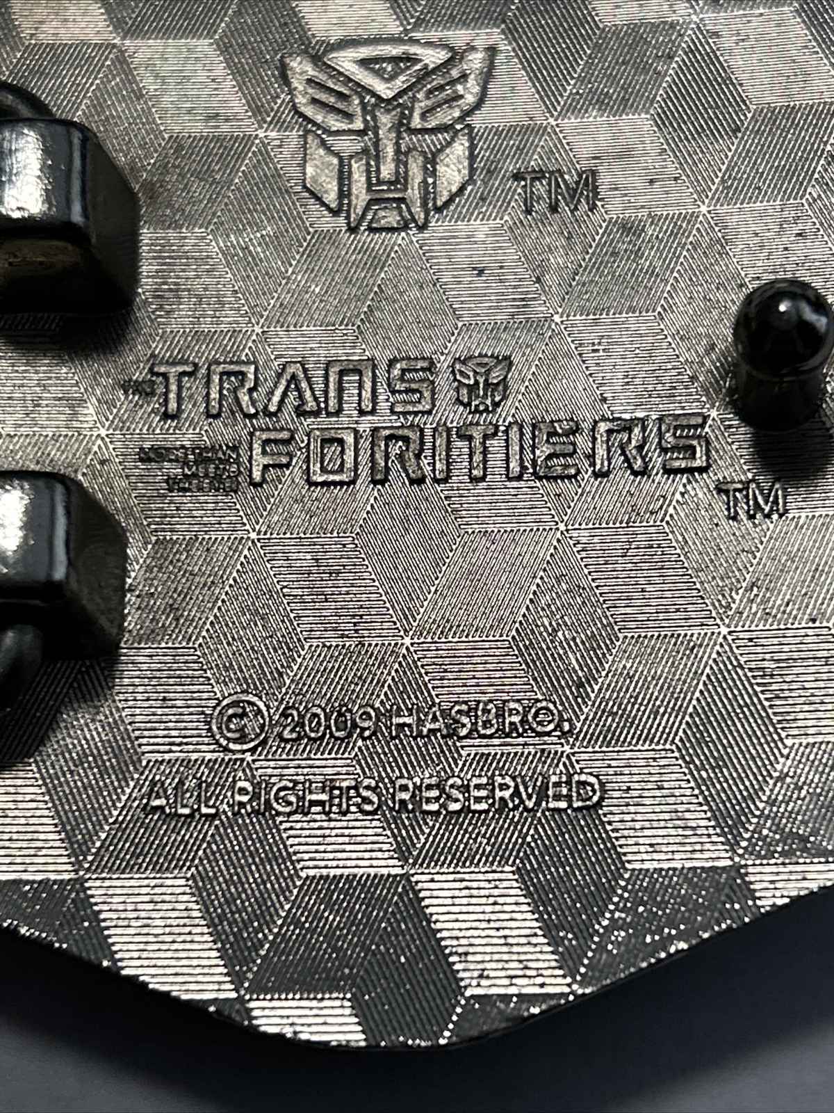 Transformers 2009 Belt Buckle Chrome And Black 3-D