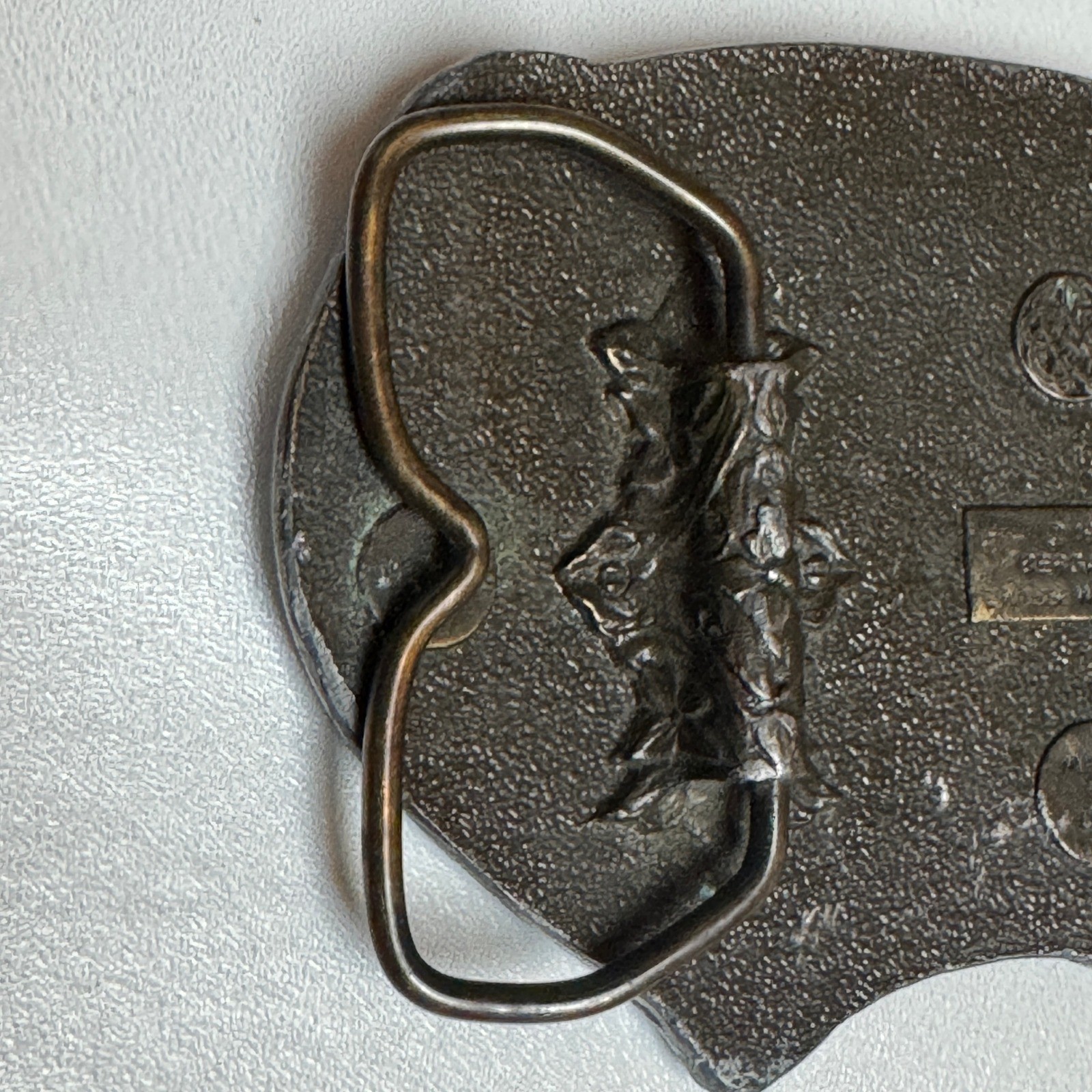 Vintage Pewter Deer Buckle Hunting Scene Belt Buckle Metal Western Cowboy