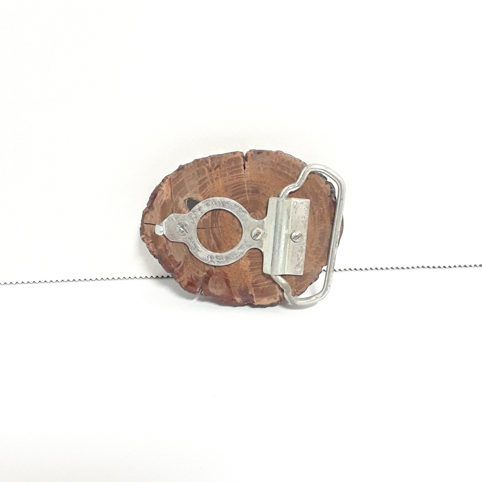 Live Edge Wood Slice Buckle 3 x 2&Prime; Vintage – Brown Rustic Retro Cowboy Western