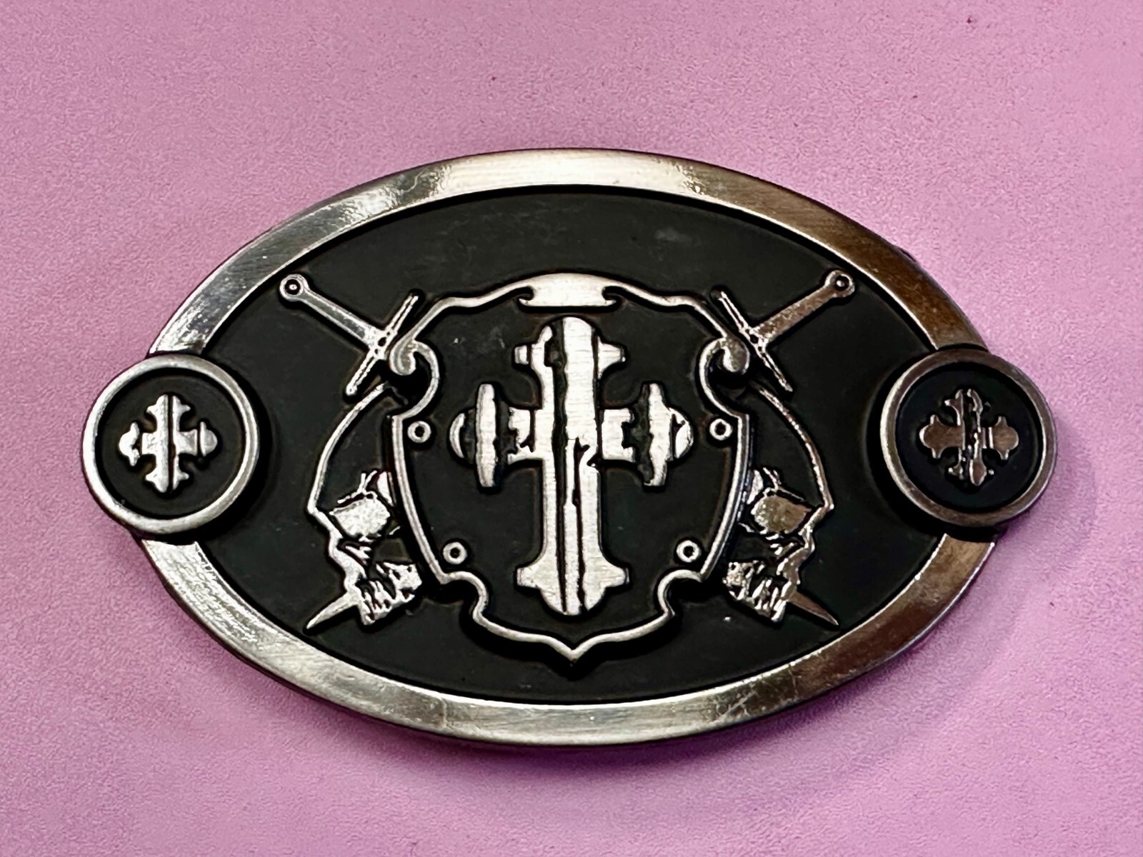 Swords & Cross Knight Shield Gothic Punk Rider Chrome Brand Belt Buckle #6216