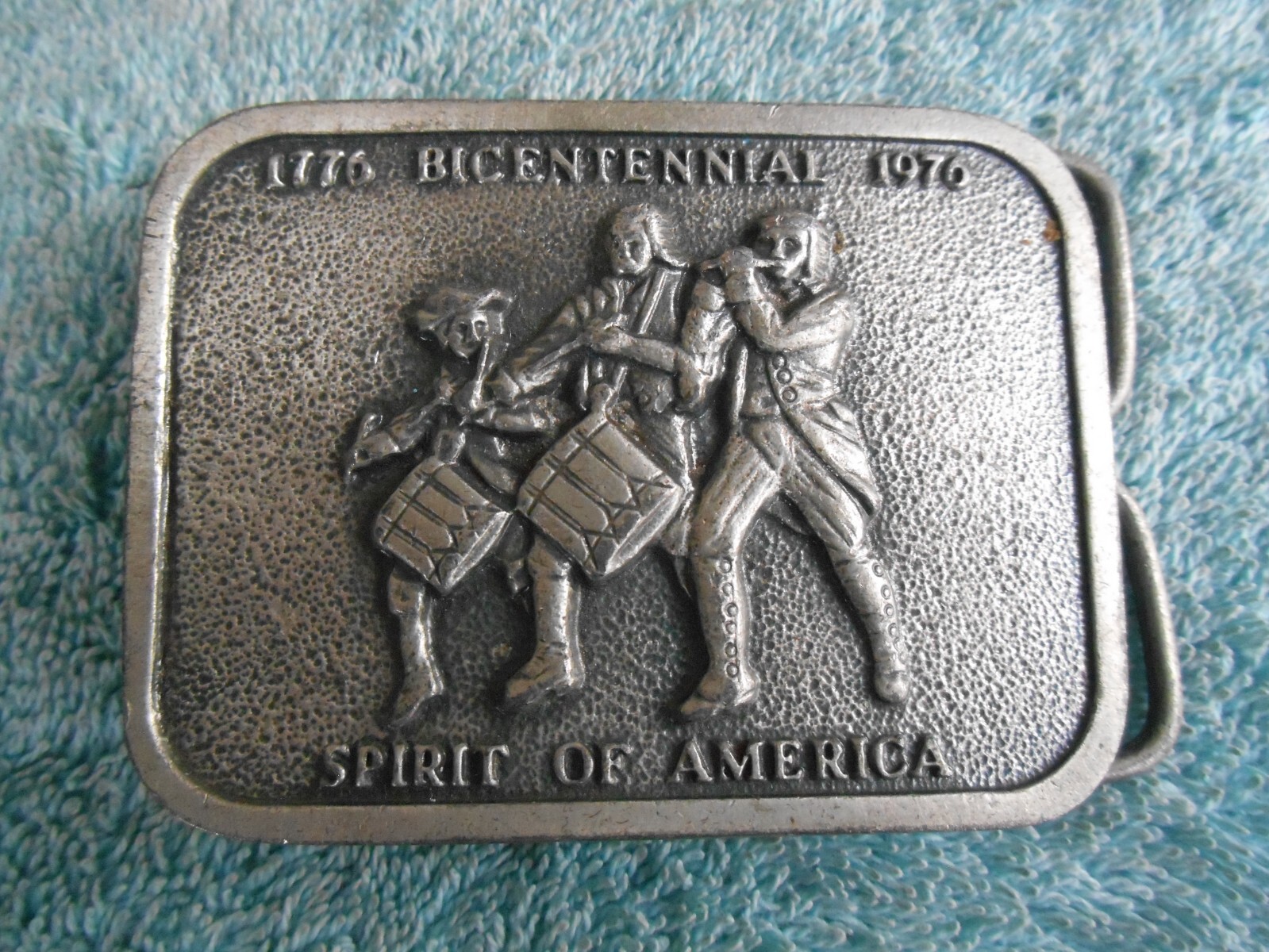 VINTAGE BICENTENNIAL 1776-1976 SPIRIT OF AMERICA METAL BELT BUCKLE