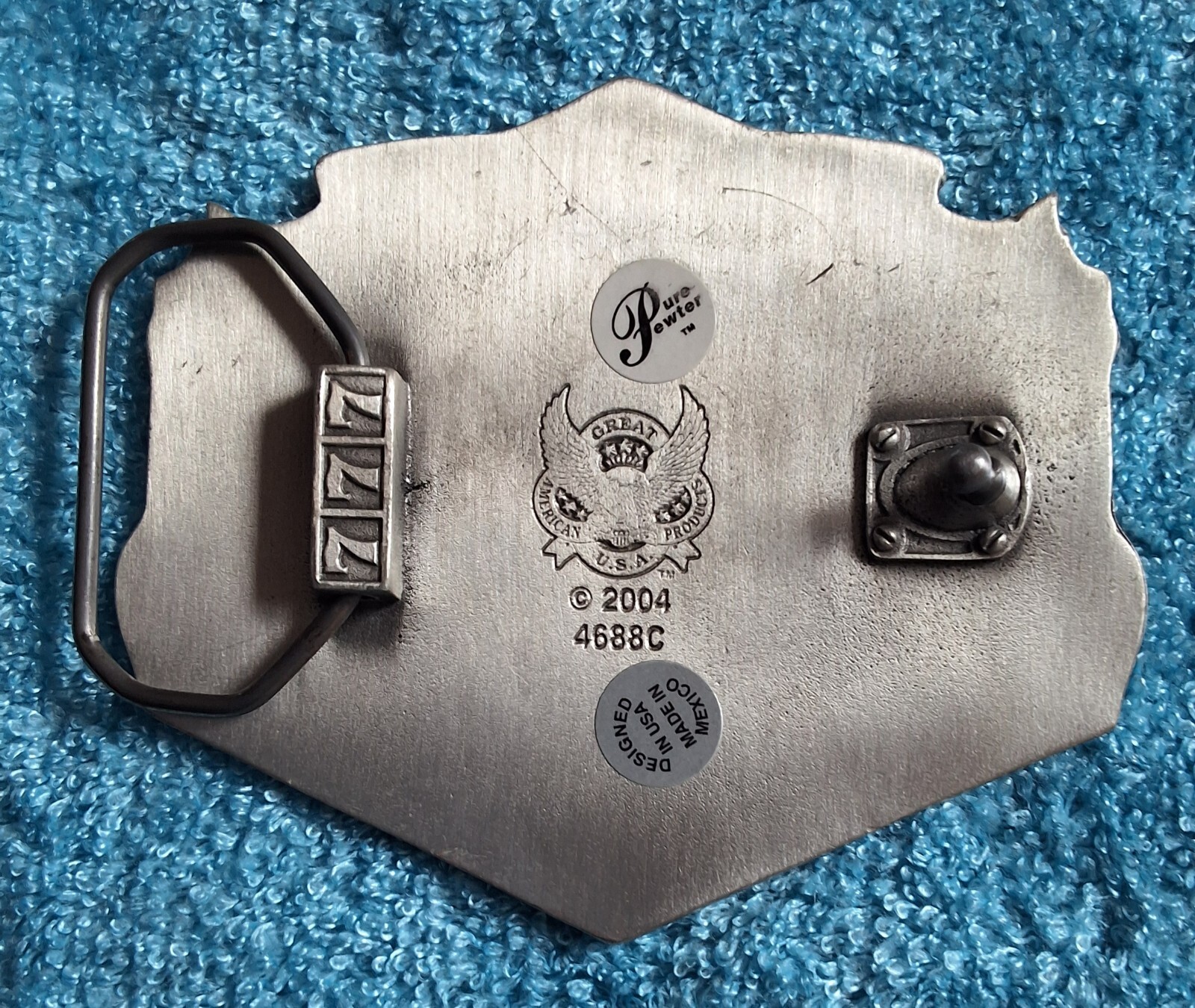 Lucky Seven 7 Pewter Belt Buckle – Great American Products USA (2004) #4688C