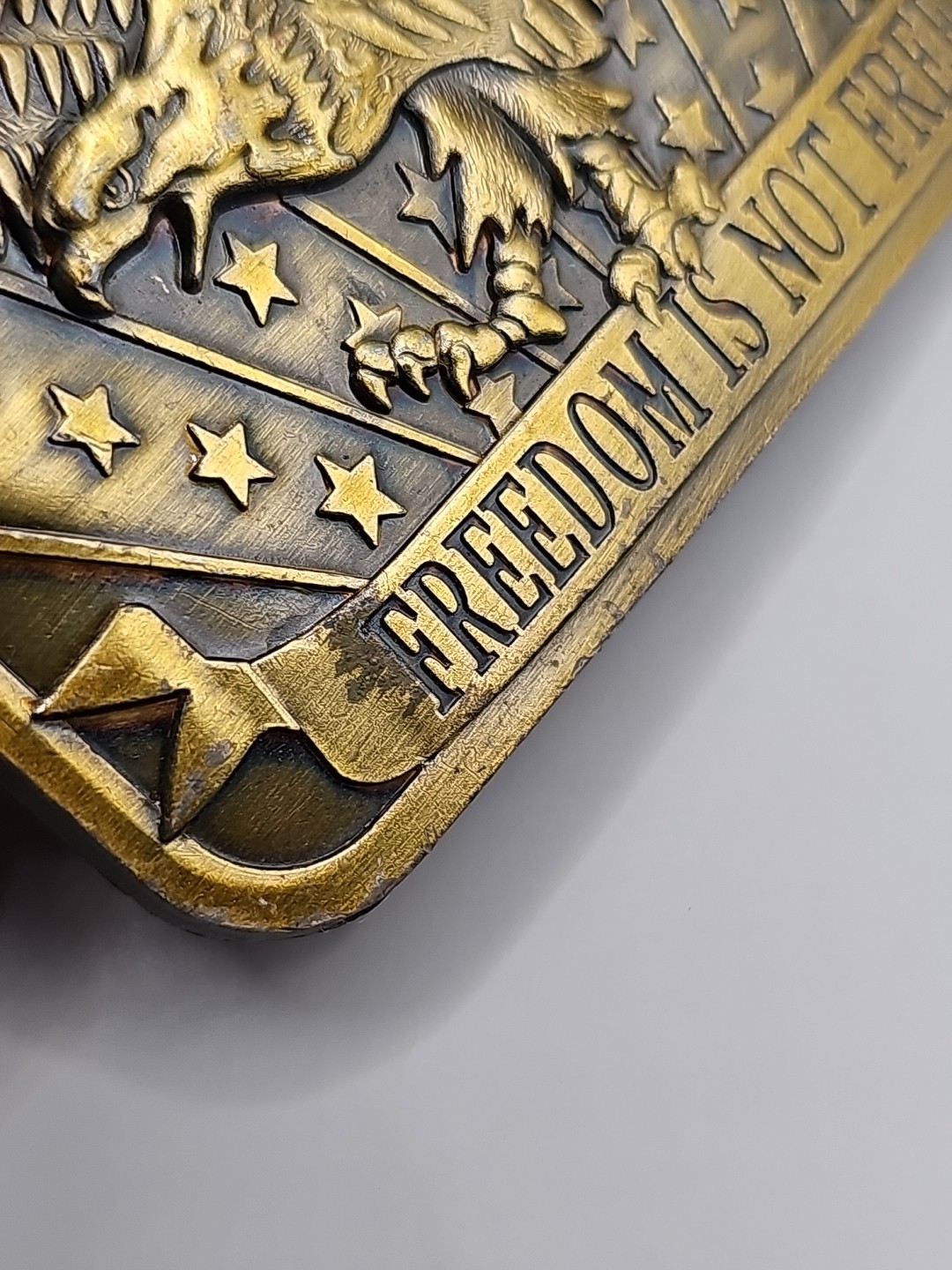 Freedom is Not Free Flying Eagle Stars Stripes Patriot Sponsor Belt Buckle ISSUE