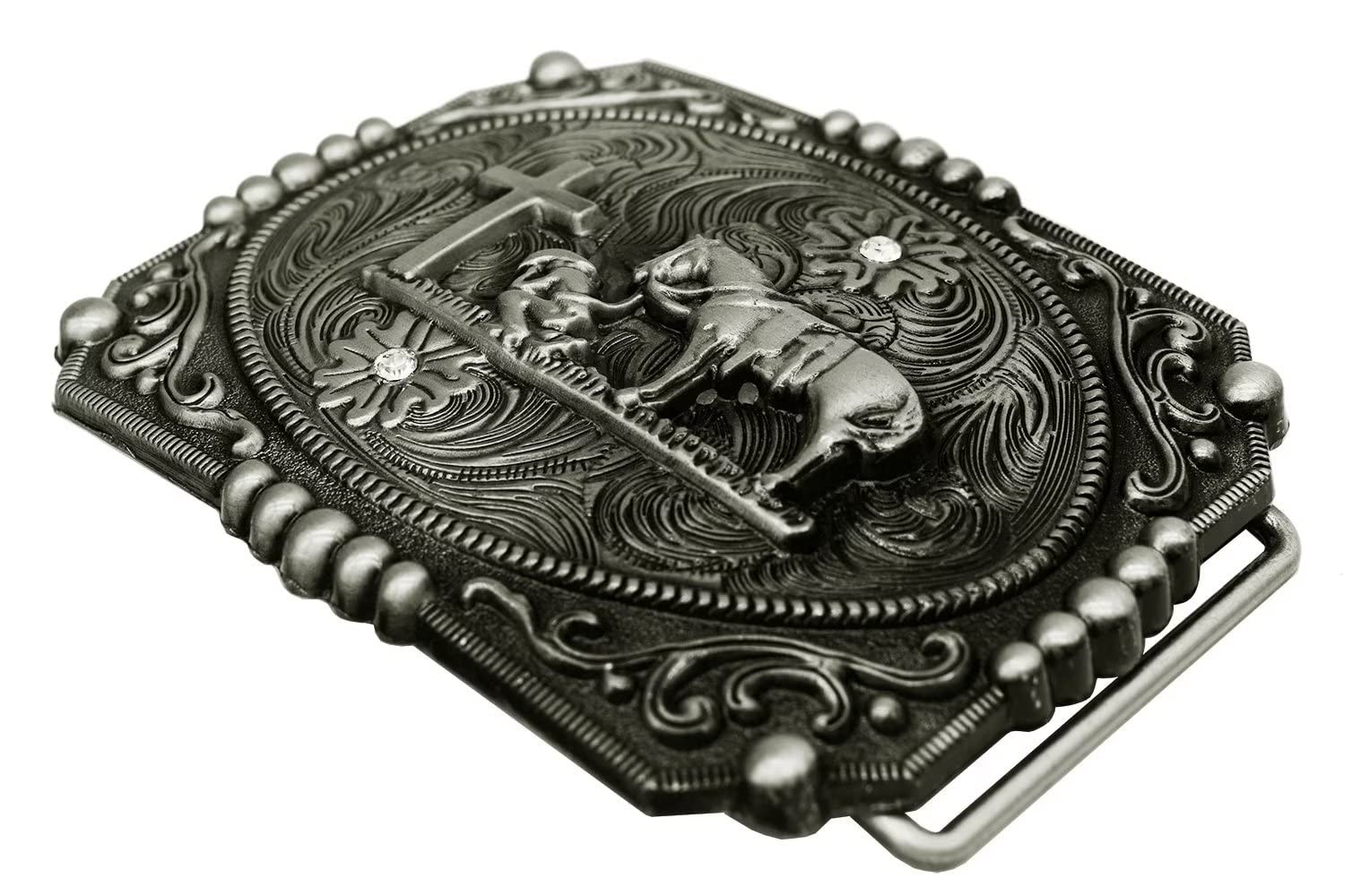 Religion Cross Cowboy Kneeling Prayer And Horse Design Belt Buckle