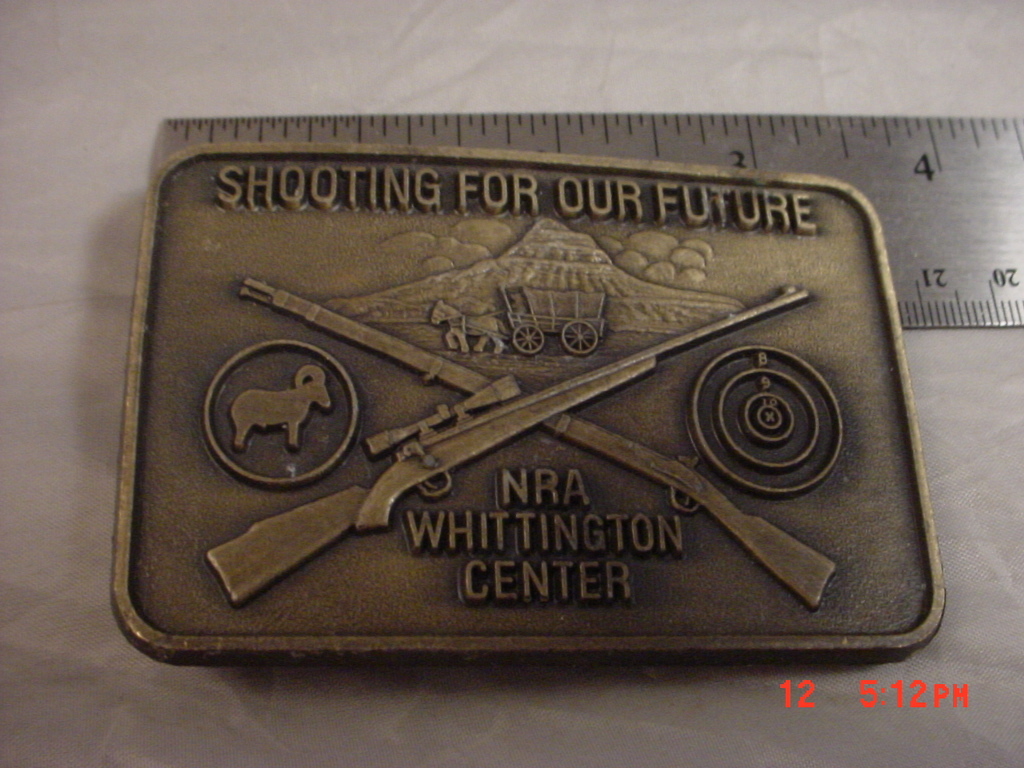 VINTAGE NRA Whittington Center Shooting for our Future Belt Buckle CROSSED GUNS