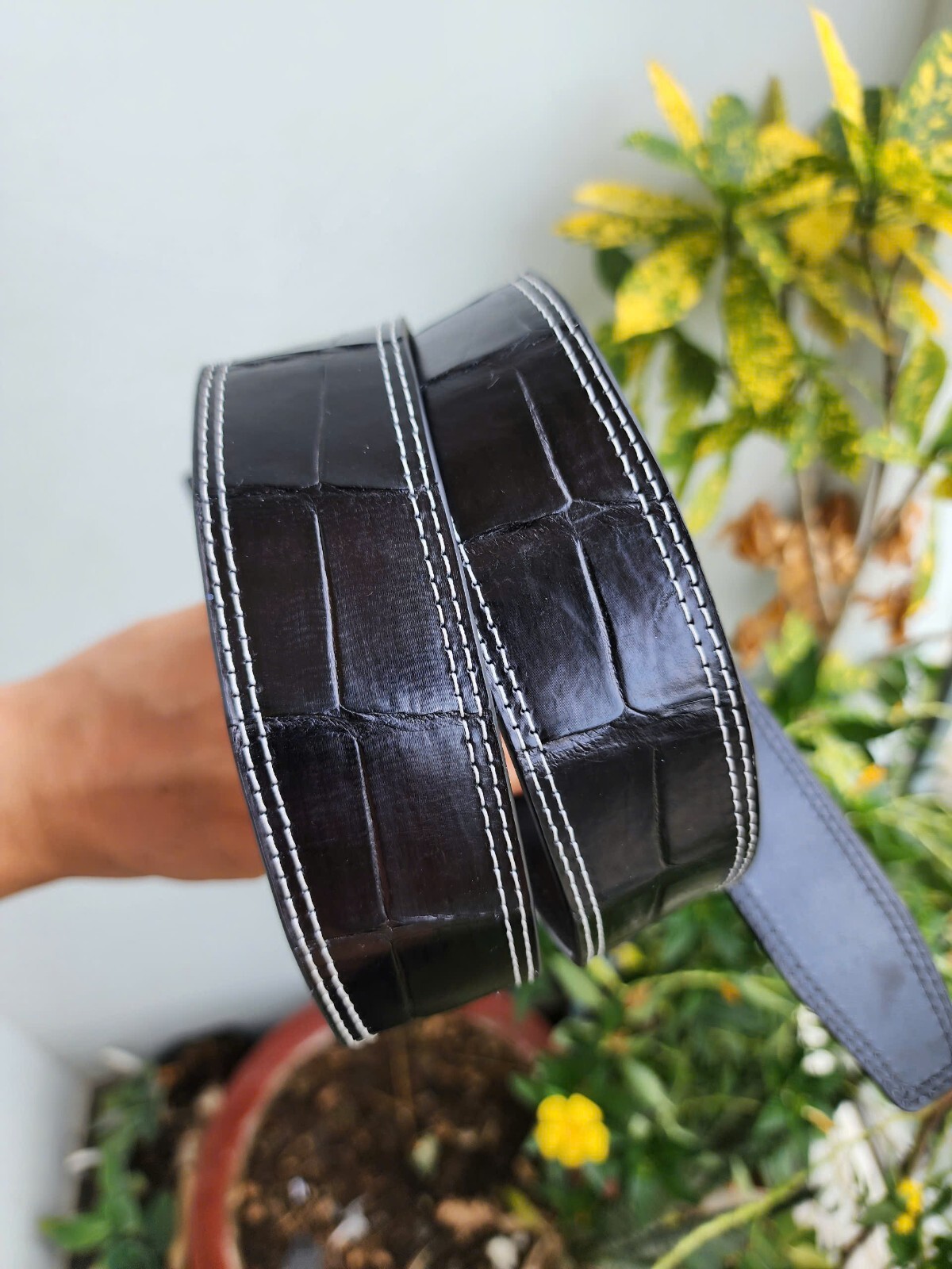 3.8CM Black 100% Genuine Real Leather Skin Men Belt buckle-Handmade-Customize