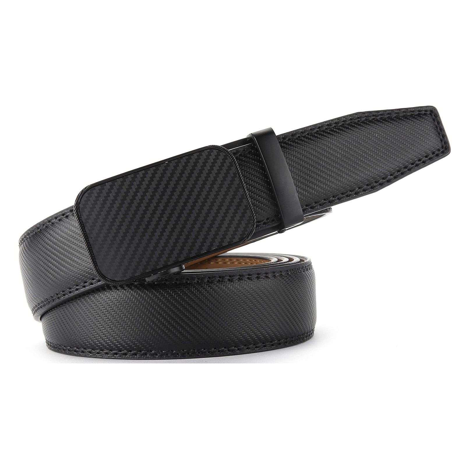 Marino Men’s Genuine Adjustable from 28&Prime; to 44&Prime; Waist, Diagonal Weave – Black
