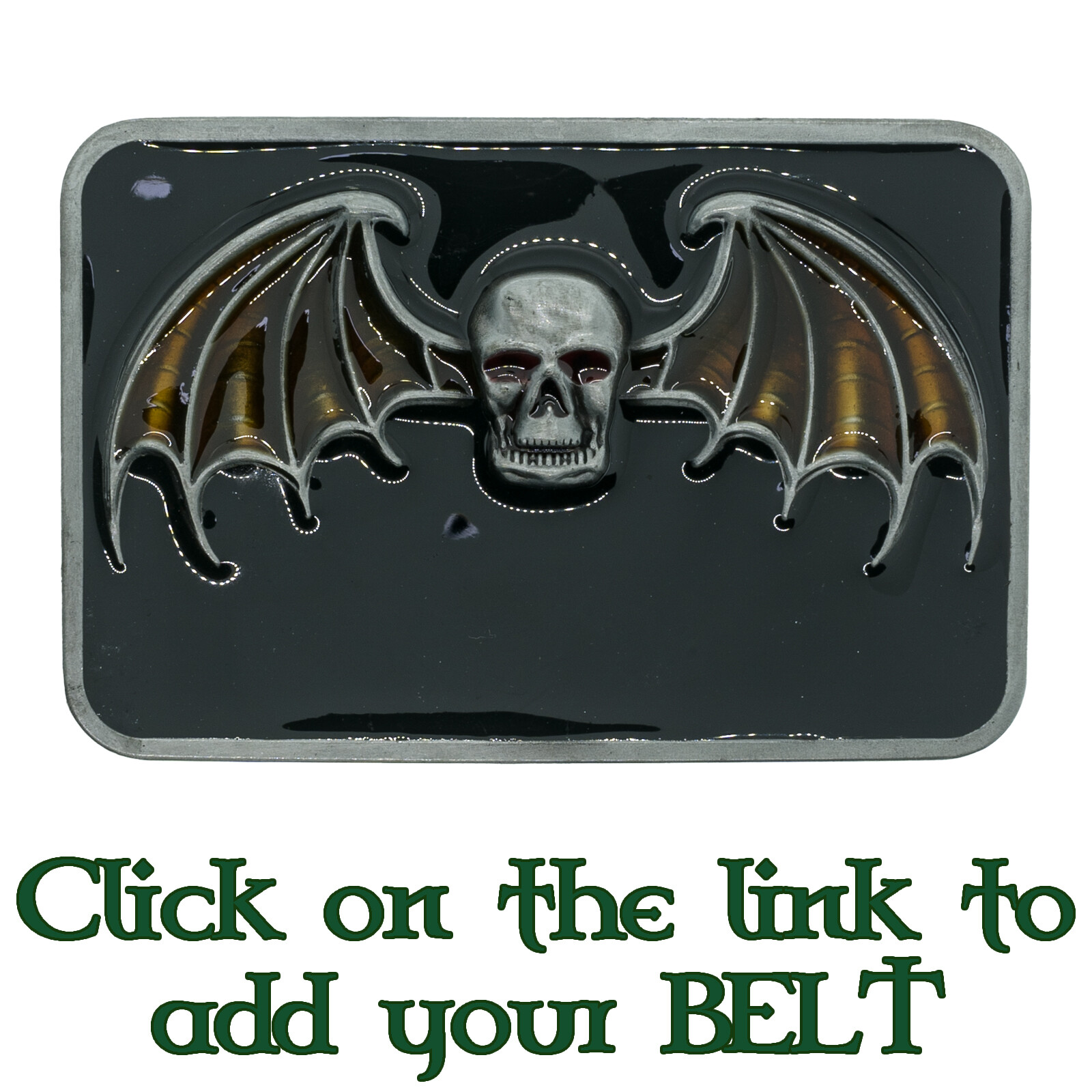 Skull Bat Gothic Belt Buckle Heavy Metal Biker Pewter Style Pirate Halloween