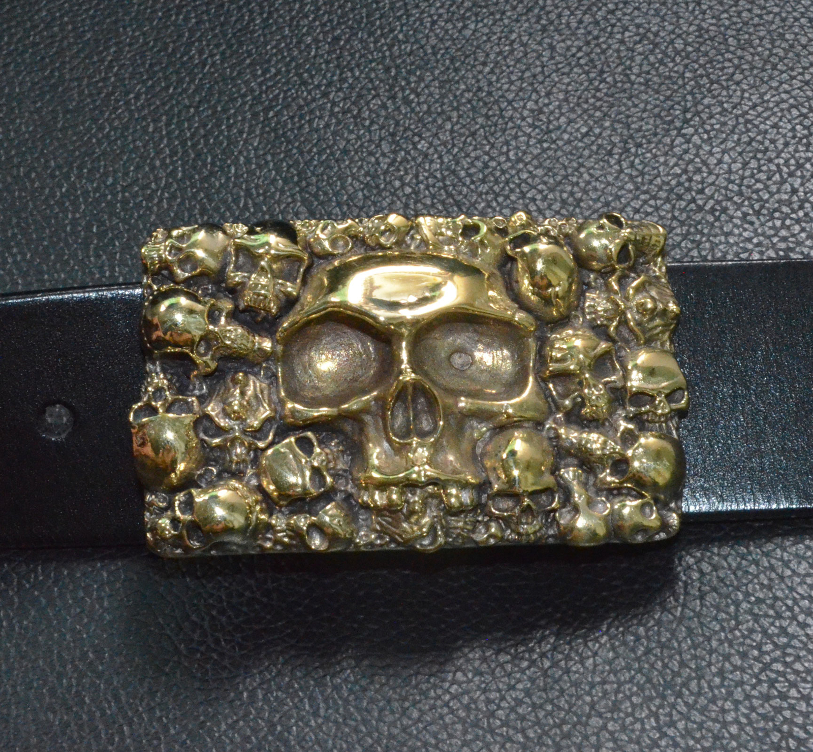 Handmade, Solid Brass Casting Human Skull Square Belt Buckle Punk Personal Gift