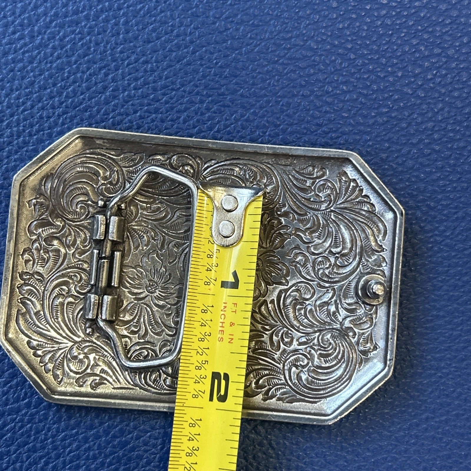 Ariat Logo Western Belt Buckle Floral Silver & Gold tone