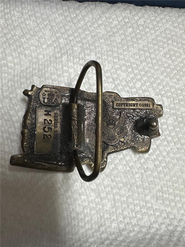 Vintage Fire Truck Belt Buckle 1981 by The Great American Buckle Co