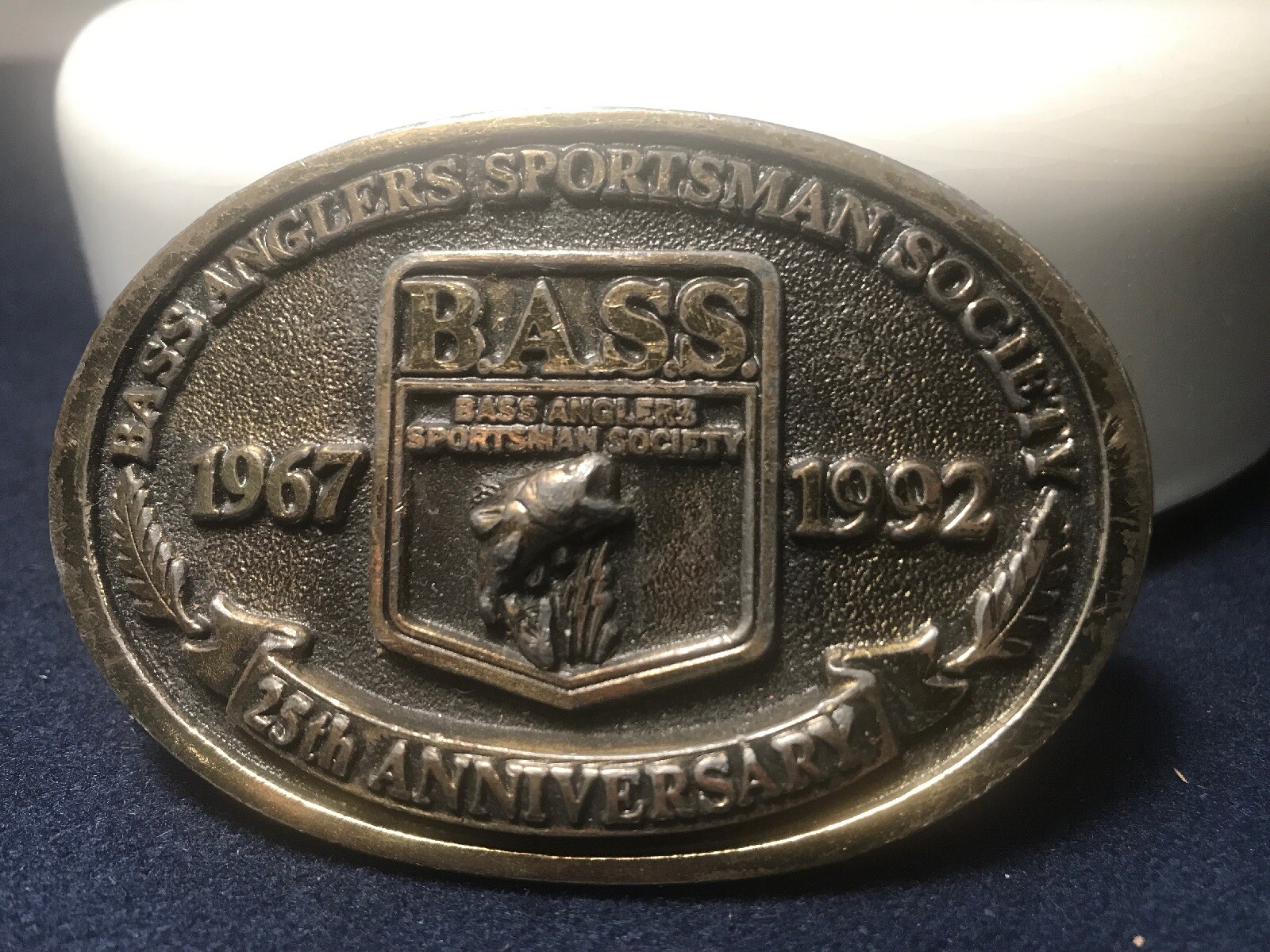 Fishing BASS ANGLERS SPORTSMAN SOCIETY BELT BUCKLE 25th ANNIVERSARY F32