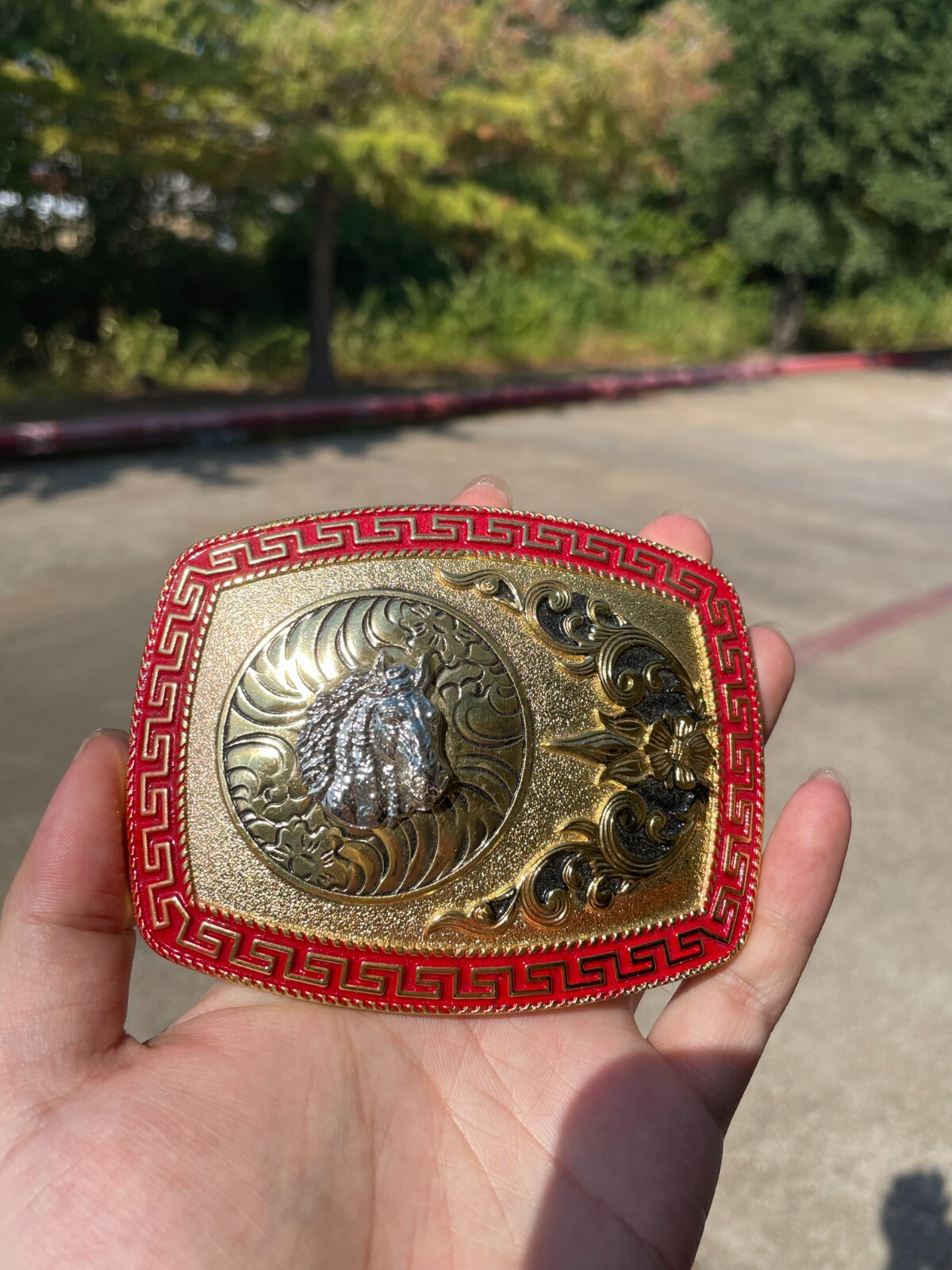 Western Buckle Gold Silver Red Horse Head Buckle Cowboy 2 » Hebillas Vaqueras