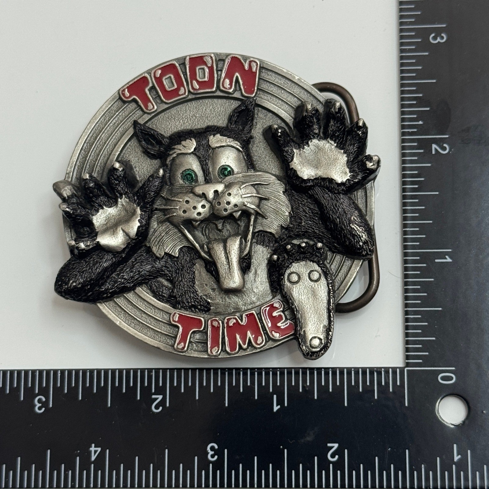 Bergamot 1994 Toon Time Cat Belt Buckle Pewter Made in USA G 77
