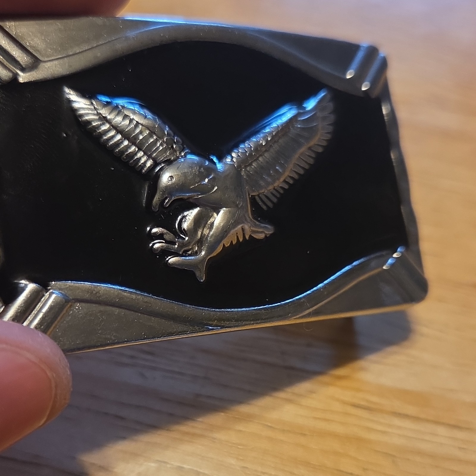 Silver & Black Eagle Western Metal Belt Buckle, Rectangular Fits 1.5 in Belt
