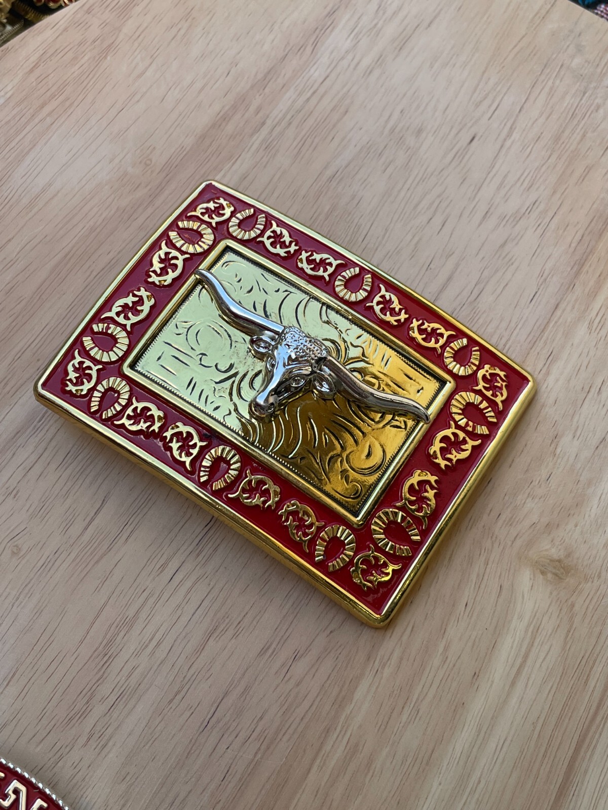 Western Buckle Gold Silver Red Longhorn Bull Cowboy Fit 2 » Hebillas Vaqueras