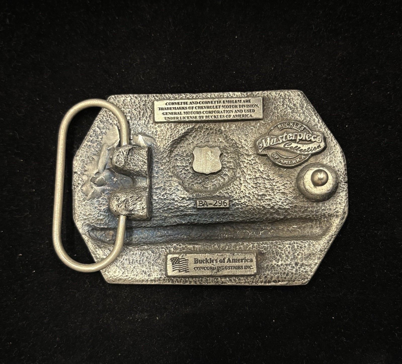 vintage Chevrolet Corvette belt buckle iconic crossed-flags logo RARE