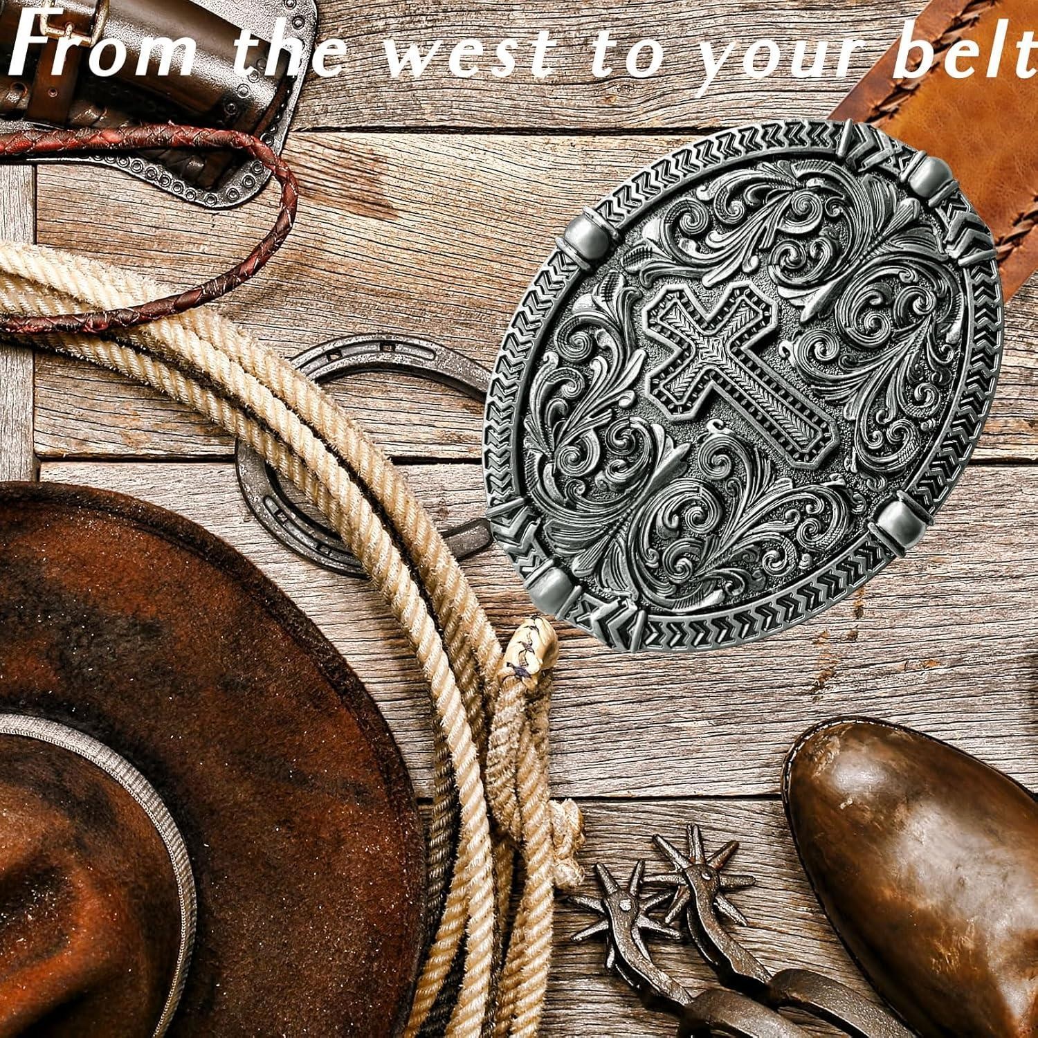 Religious Cross Belt Buckles for Men Cowboy Belt Buckle Cowgirl Faith Be