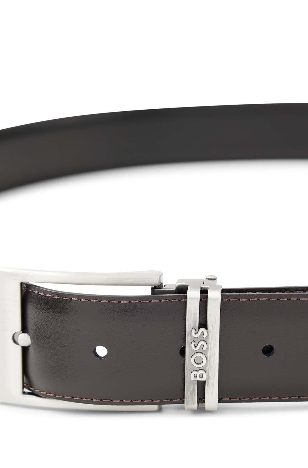 BOSS Men&rsquo;s Belt Reversible Belt 2 Buckles in Gift Box Self Shortening Reversible