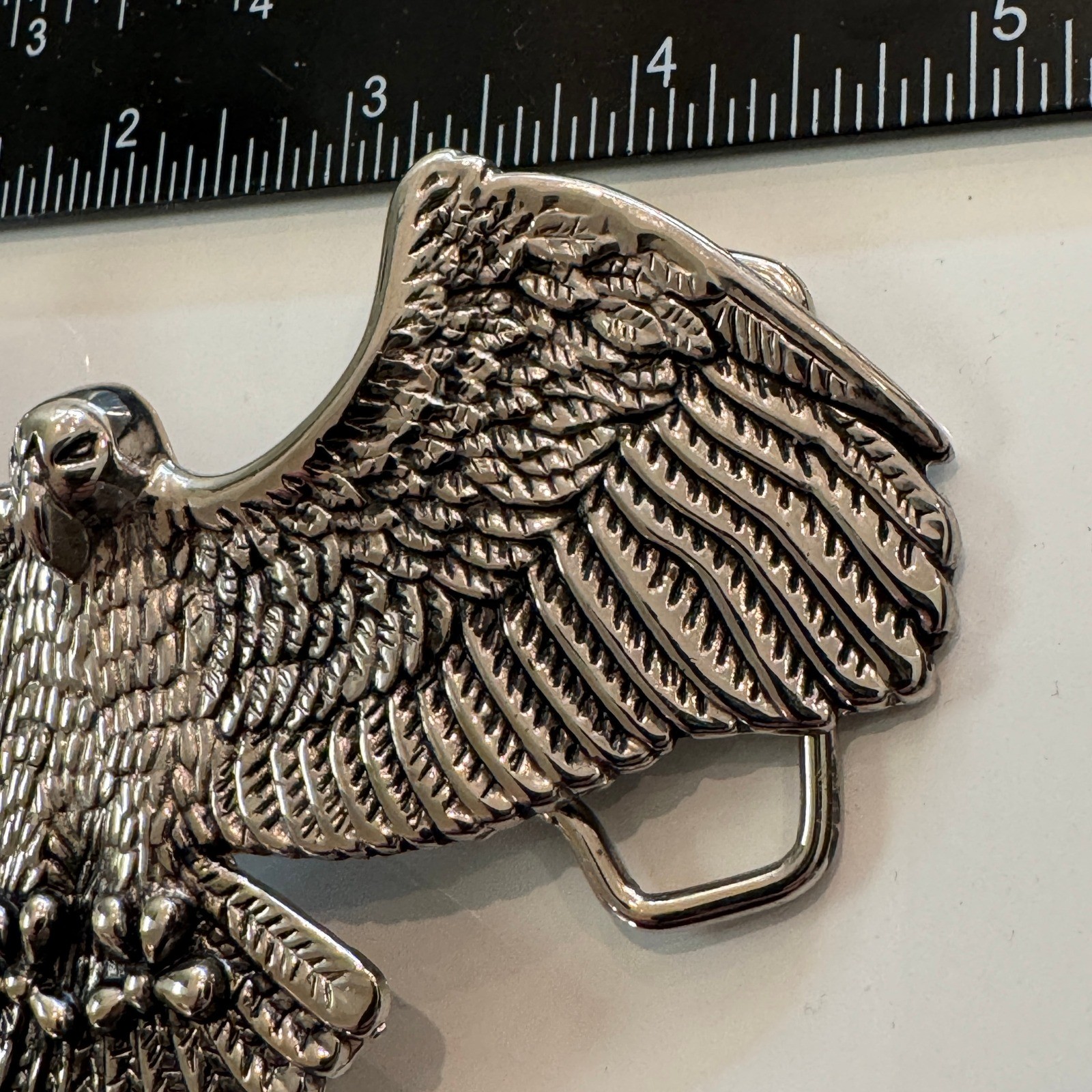 Vintage Classico Italia Eagle Belt Buckle Silver Tone A136 Western Biker