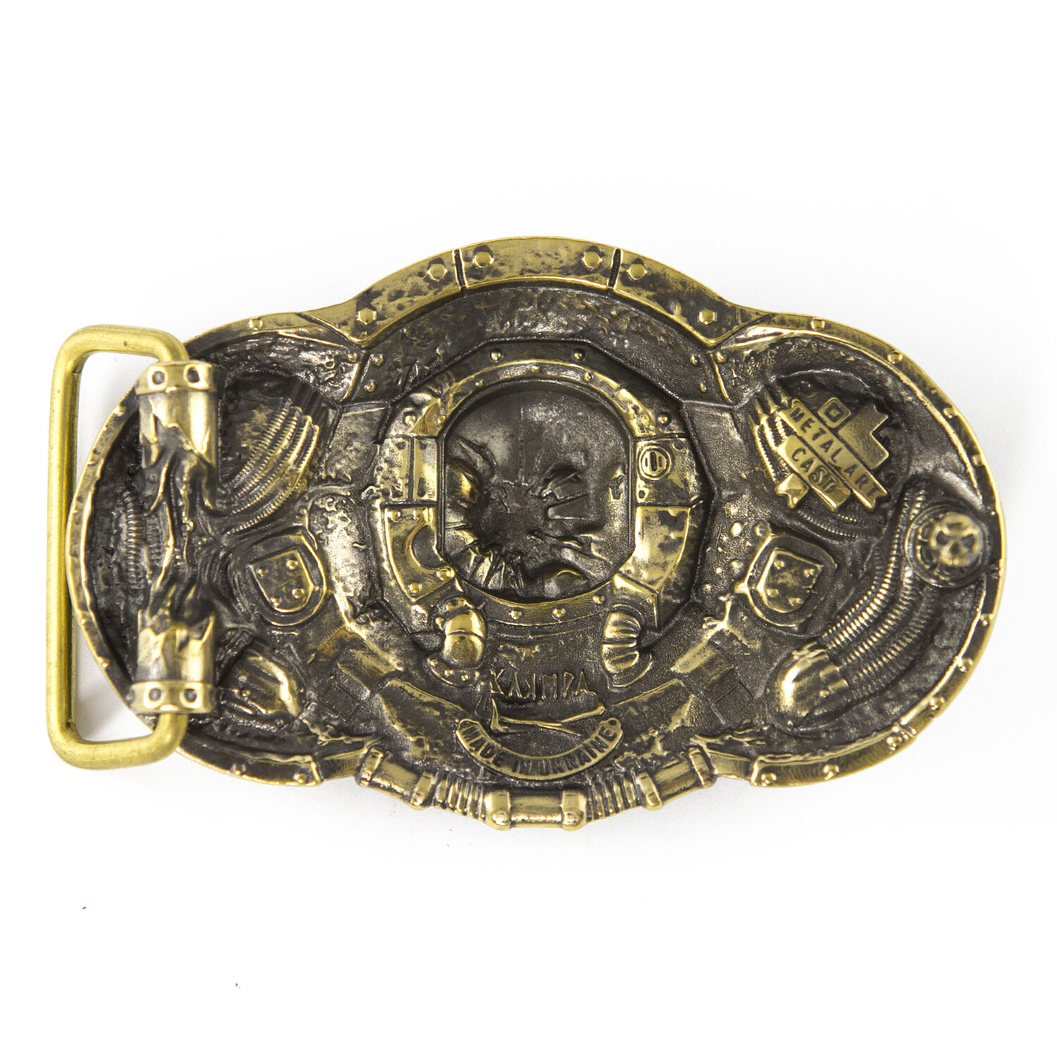 Belt buckle Alien, Steampunk brass belt buckle, Skull belt buckle