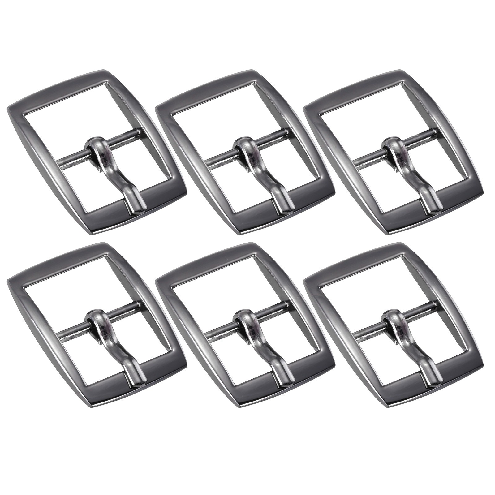 6Pcs 0.63&Prime; Single Prong Belt Buckle Rectangle Center Bar Buckles for Belt,Black