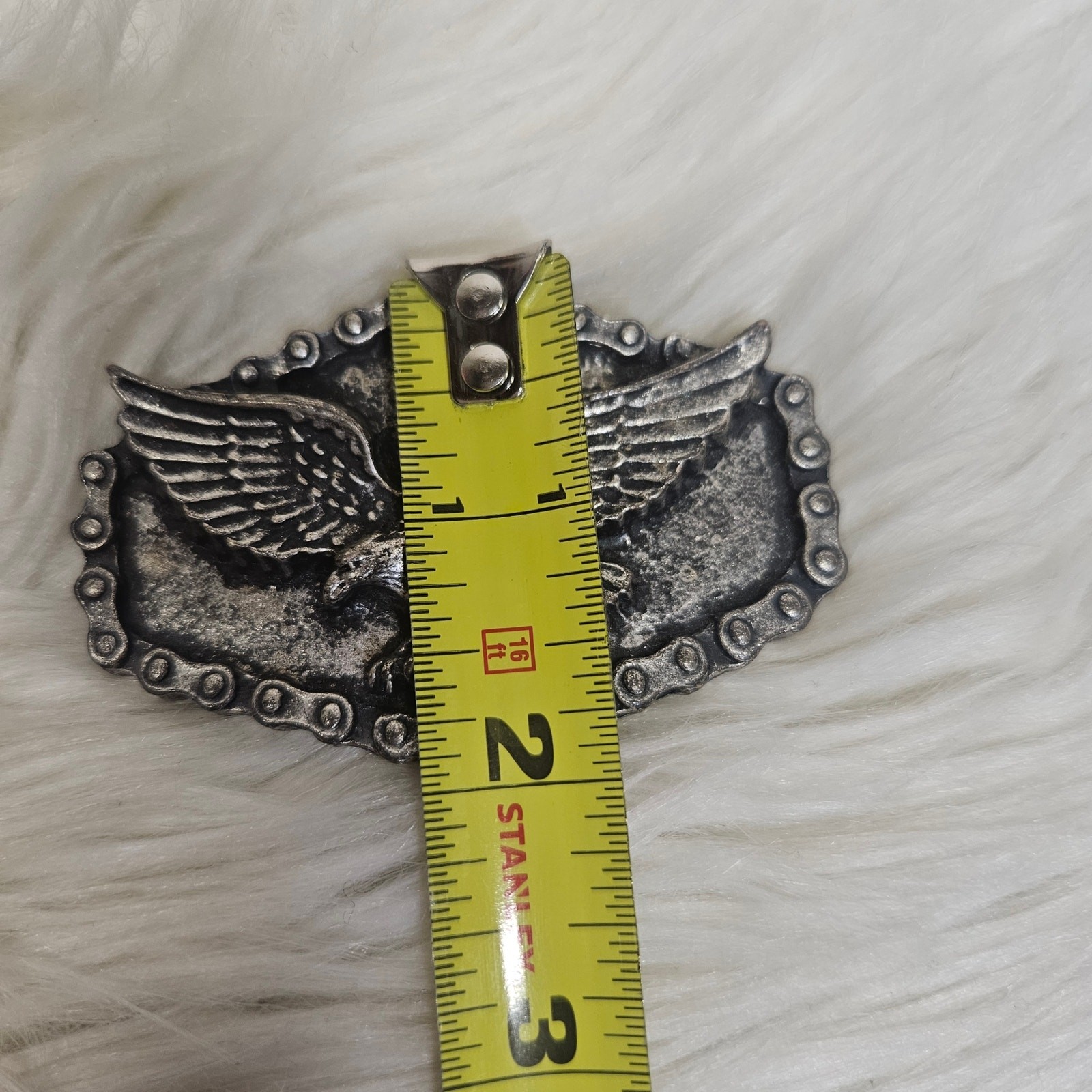 Vintage Solid Brass Bald Eagle Belt Buckle Made in Italy 1970s Retro Patriotic