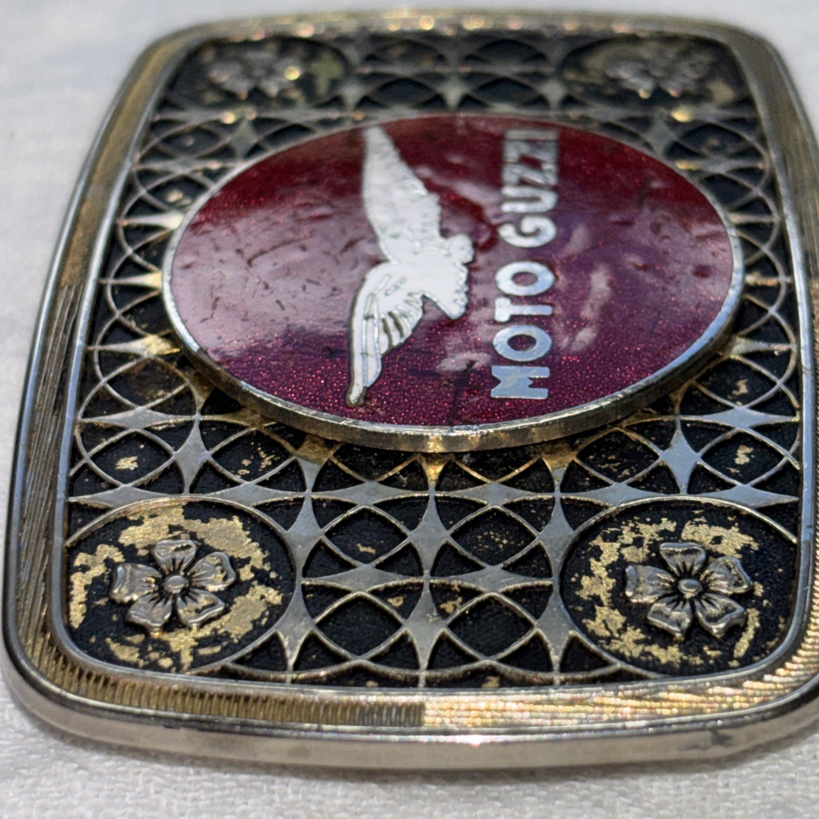 MOTO GUZZI MOTORCYCLE BELT BUCKLE-Vintage