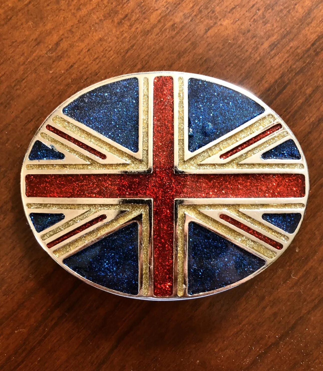 United Kingdom Glitter Flag UK British Union Jack Britain Men’s Belt Buckle