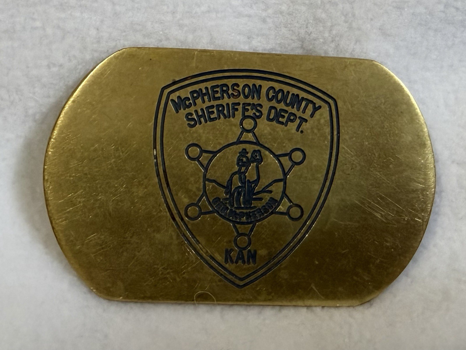 Men&rsquo;s McPherson County Sheriff Dept Kansas Gold Metal Belt Buckle 1.5&Prime; MPN 242