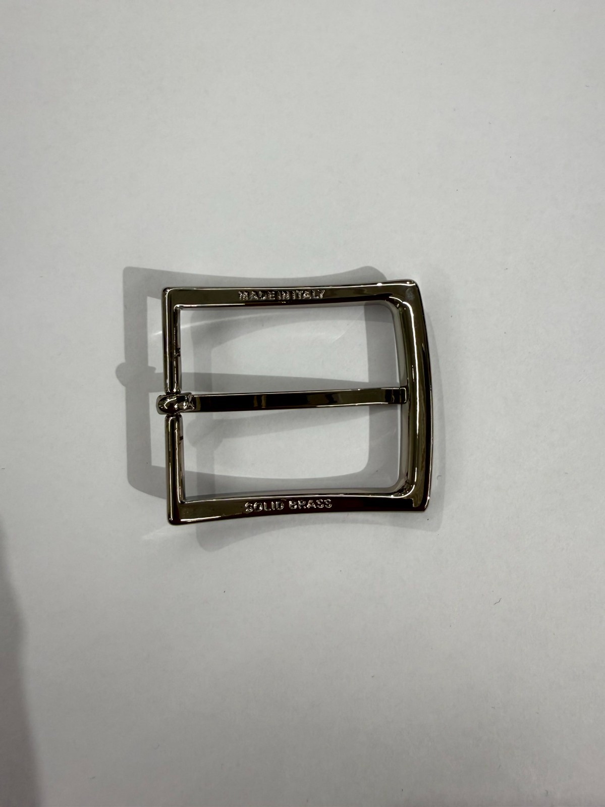 Solid Brass Polished Nickel Belt Buckle Made in Italy Fits 1.57&Prime; Belt Strap