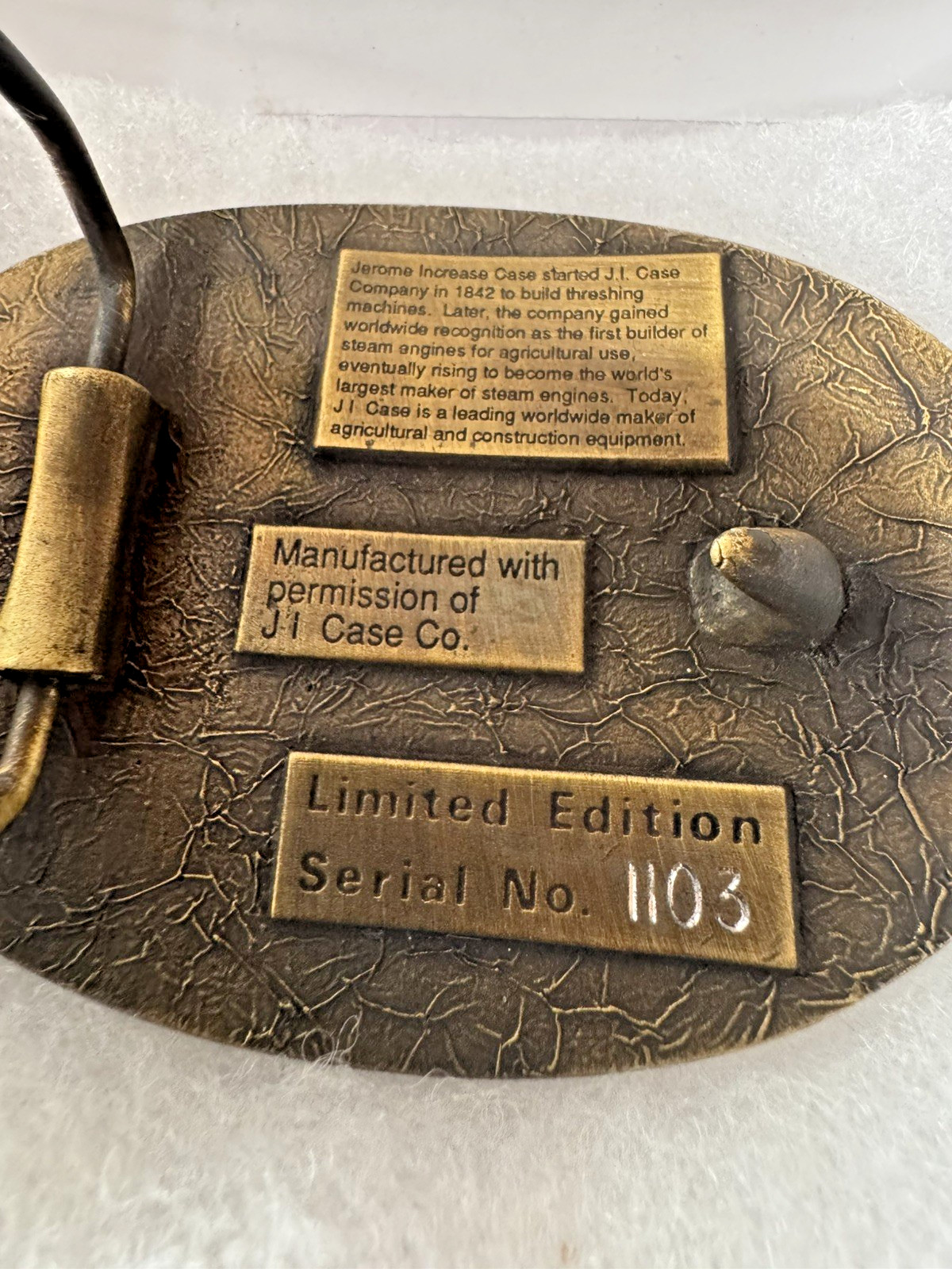 JI Case Threshing Machine Co Pewter Belt Buckle Racine WI Ltd Edition Vintage