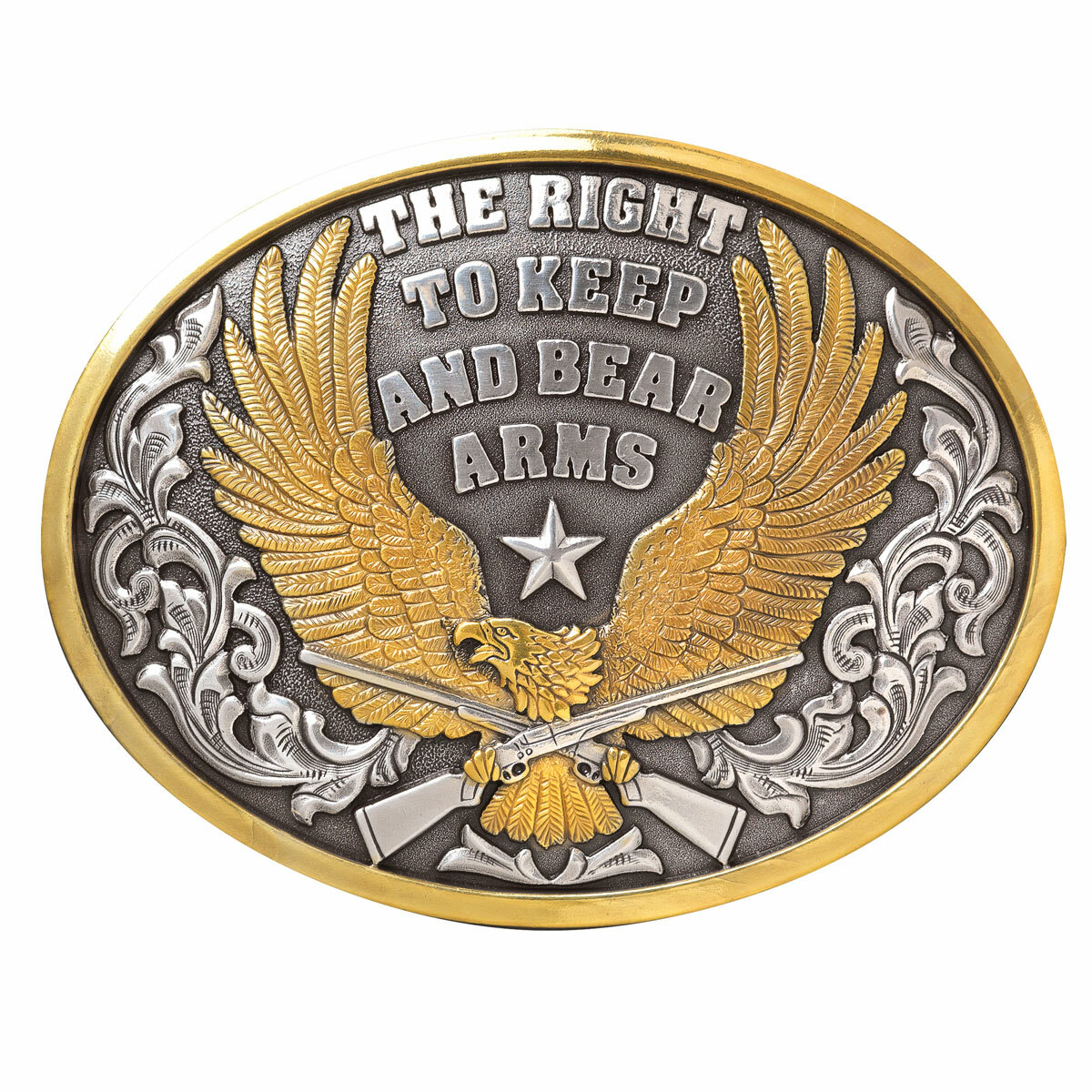Nocona Right To Bear Arms Oval Belt Buckle 37117